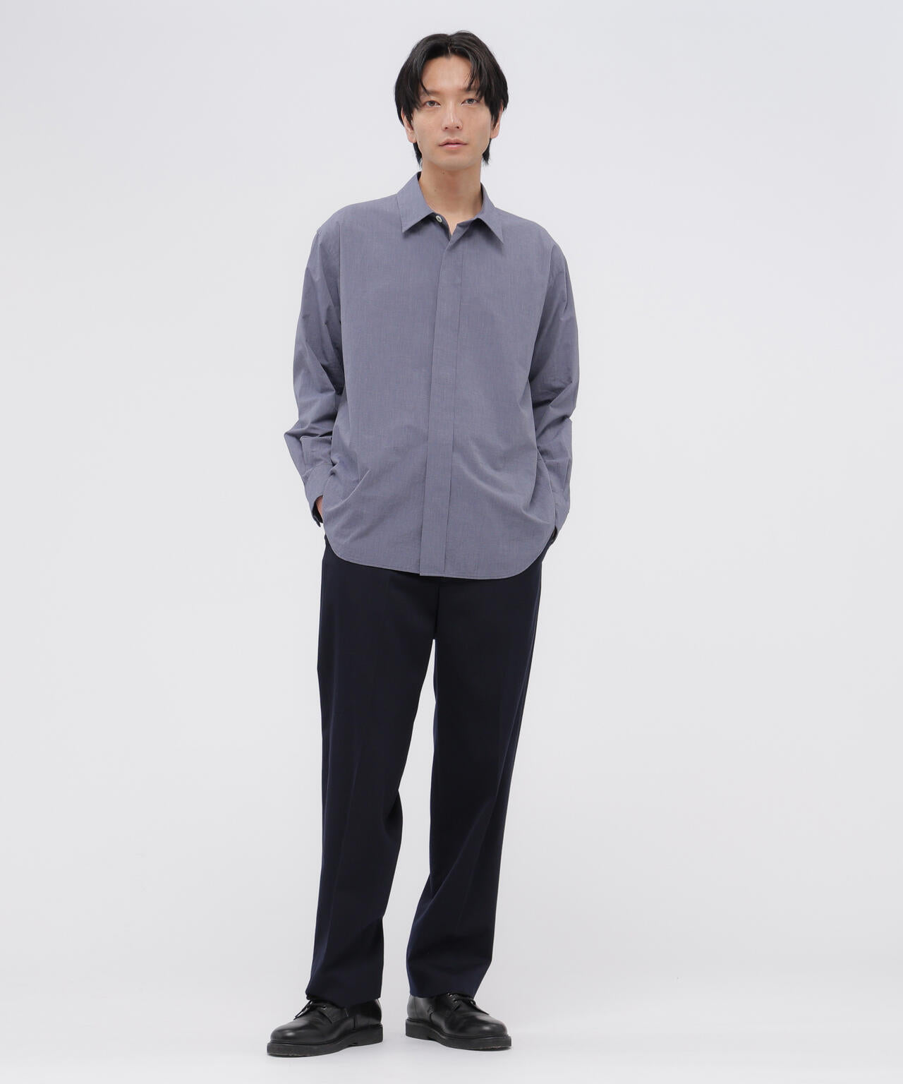 WORSTED WOOL COTTON TROUSERS