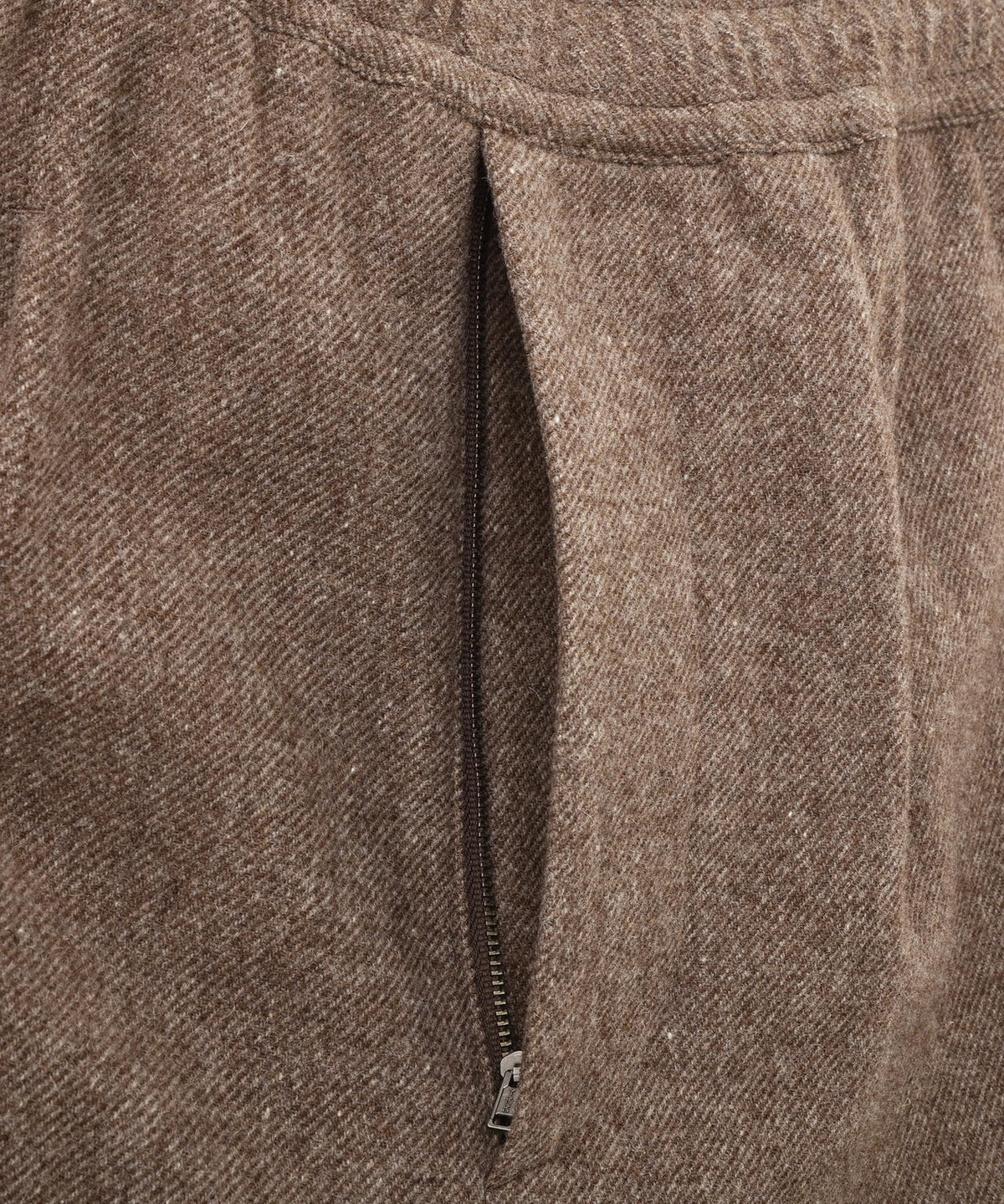 NATURAL WOOL TWILL TROUSERS