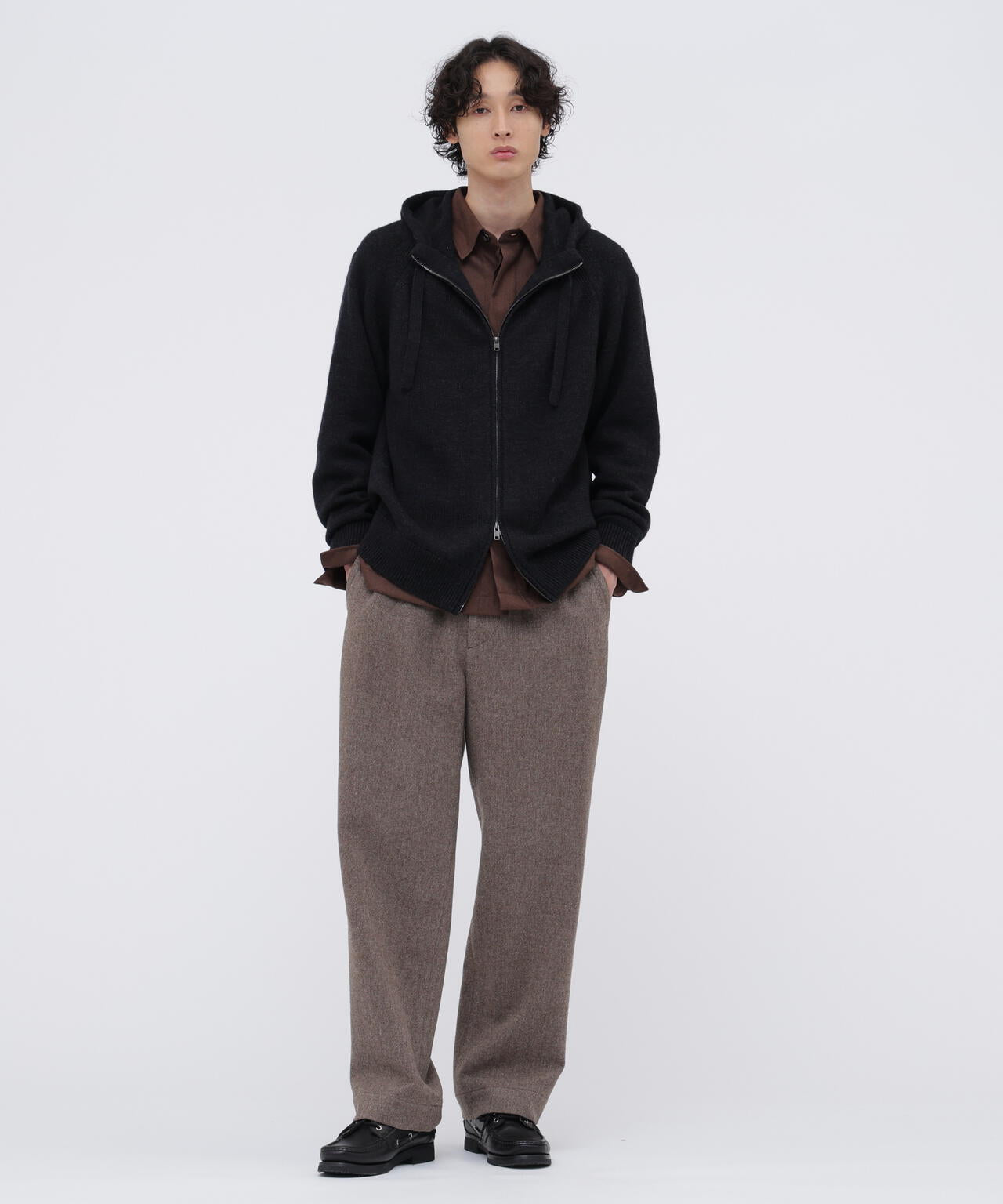 ☆新品未使用☆マーガレットハウエル　ワイドパンツ　ウール　リネン　ツイル　黒 NATURAL WOOL TWILL TROUSERS | MARGARET HOWELL（マーガレット