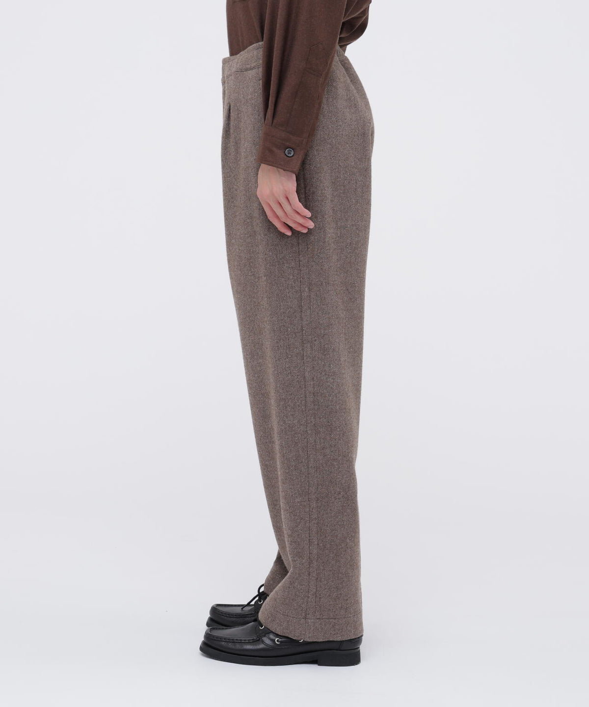 NATURAL WOOL TWILL TROUSERS