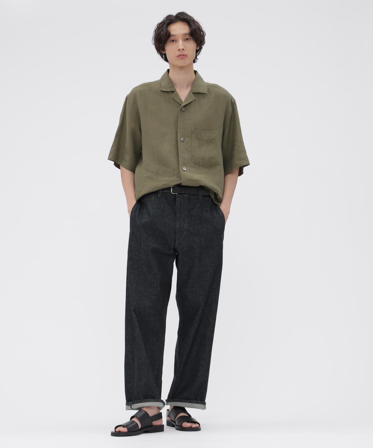 MARGARET HOWELL - MARGARET HOWELLマーガレットハウエル 2020SS YARN DYE LINEN リネンバンドカラーオーバーシャツ【F】【LSHA71790】 YARN DYE LINEN SHIRTING SHIRT | MARGARET HOWELL（マーガレット