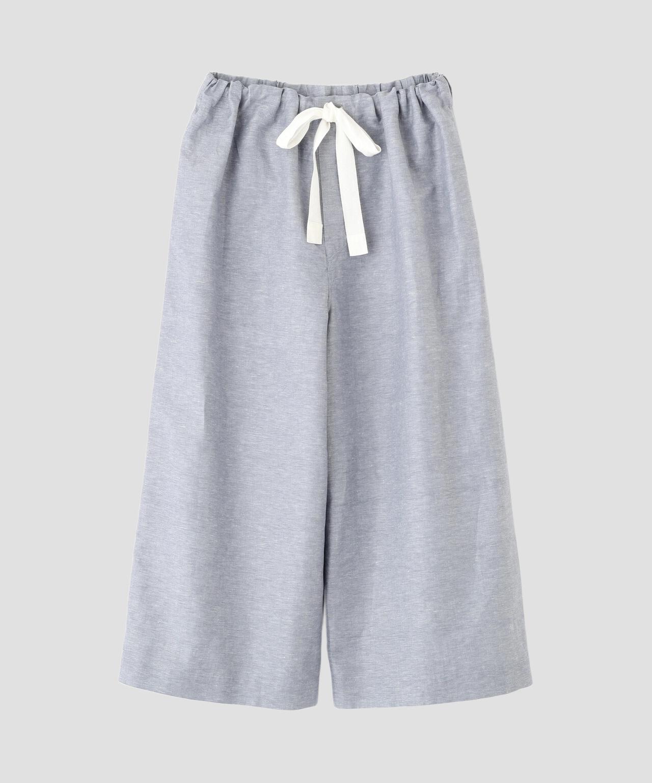 LINEN COTTON CHAMBRAY TROUSERS