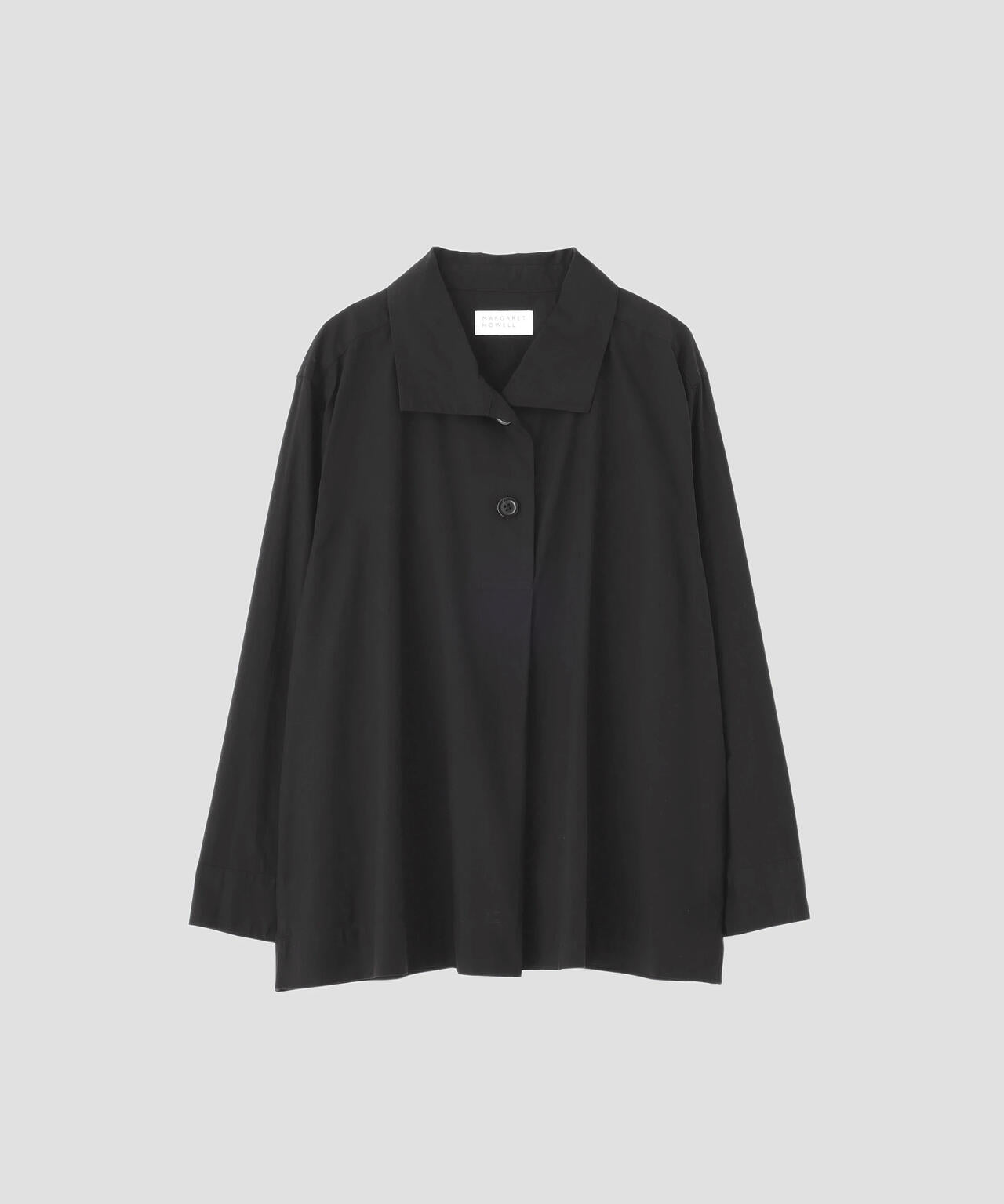 美品　マーガレットハウエル コットンシルクポプリン 2023SS 黒 COTTON POPLIN SHIRT | MARGARET HOWELL（マーガレット