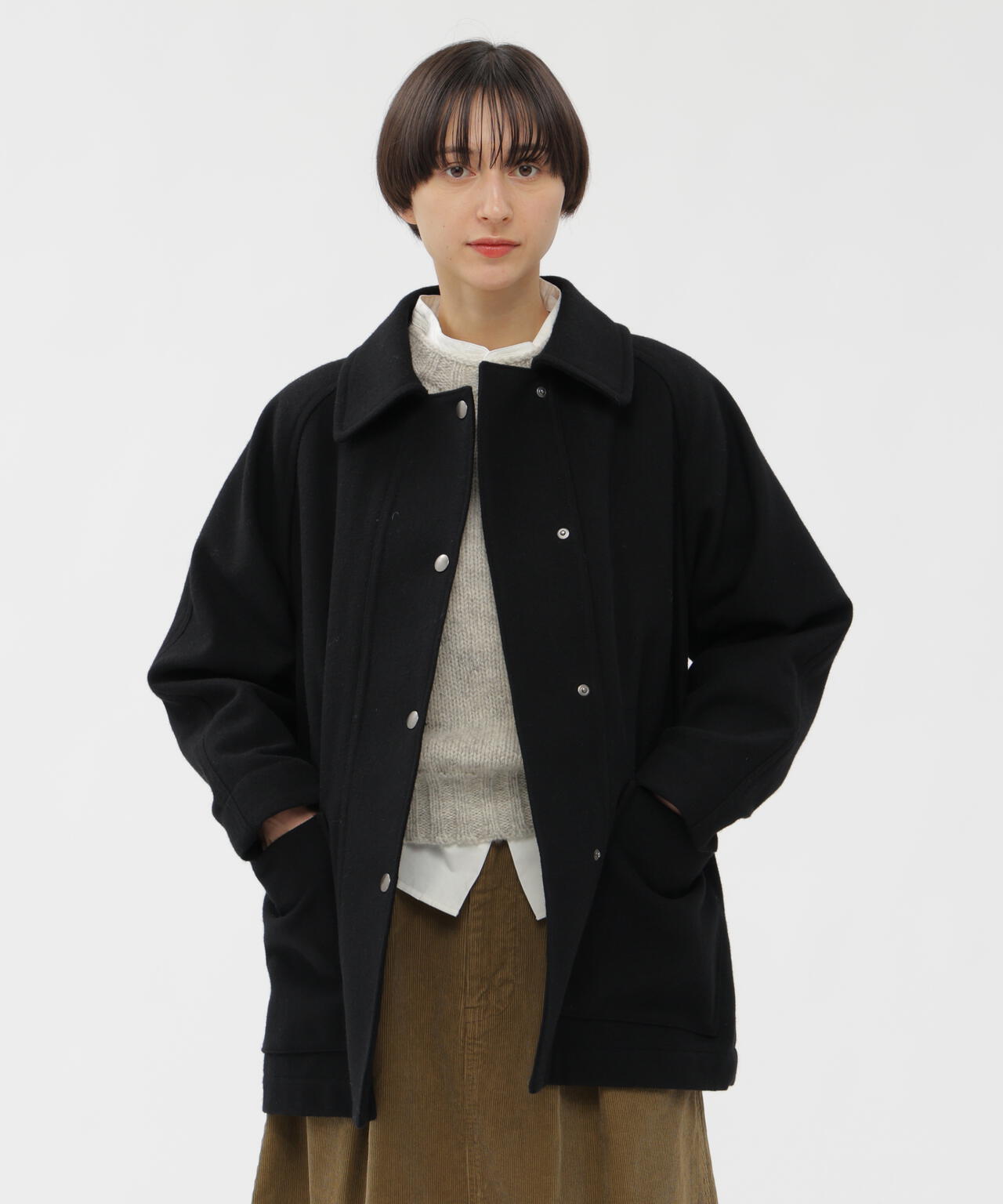 希少✨マーガレットハウエル　コート　カシミヤ混　ウールモッサ✨丸襟✨ SHOWERPROOF WOOL COAT | MARGARET HOWELL（マーガレット・ハウエル