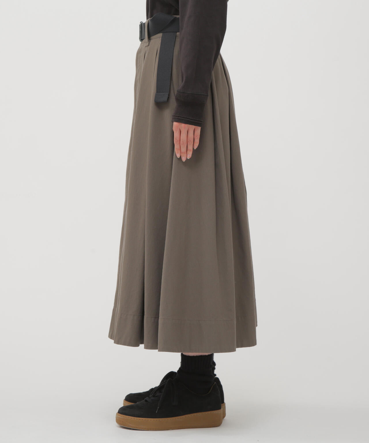 WOOL COTTON TWILL SKIRT