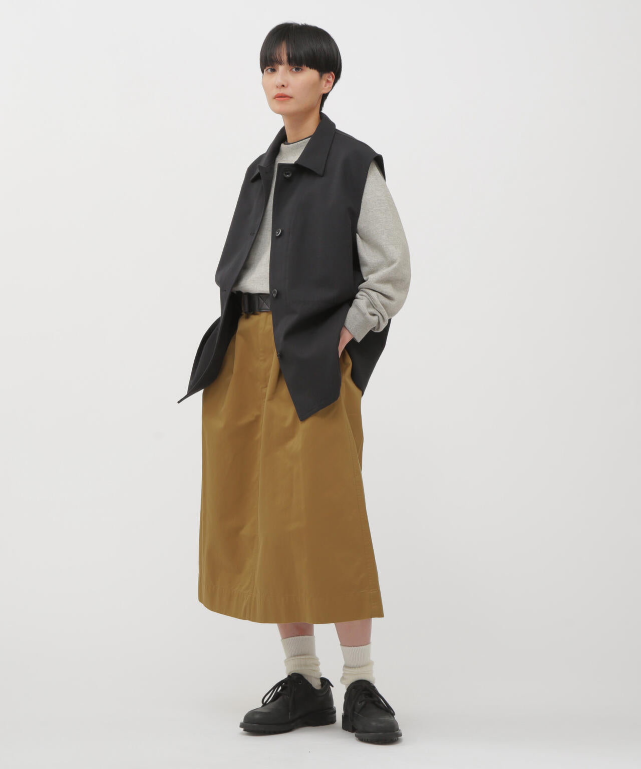 WASHED CHINO COTTON SKIRT