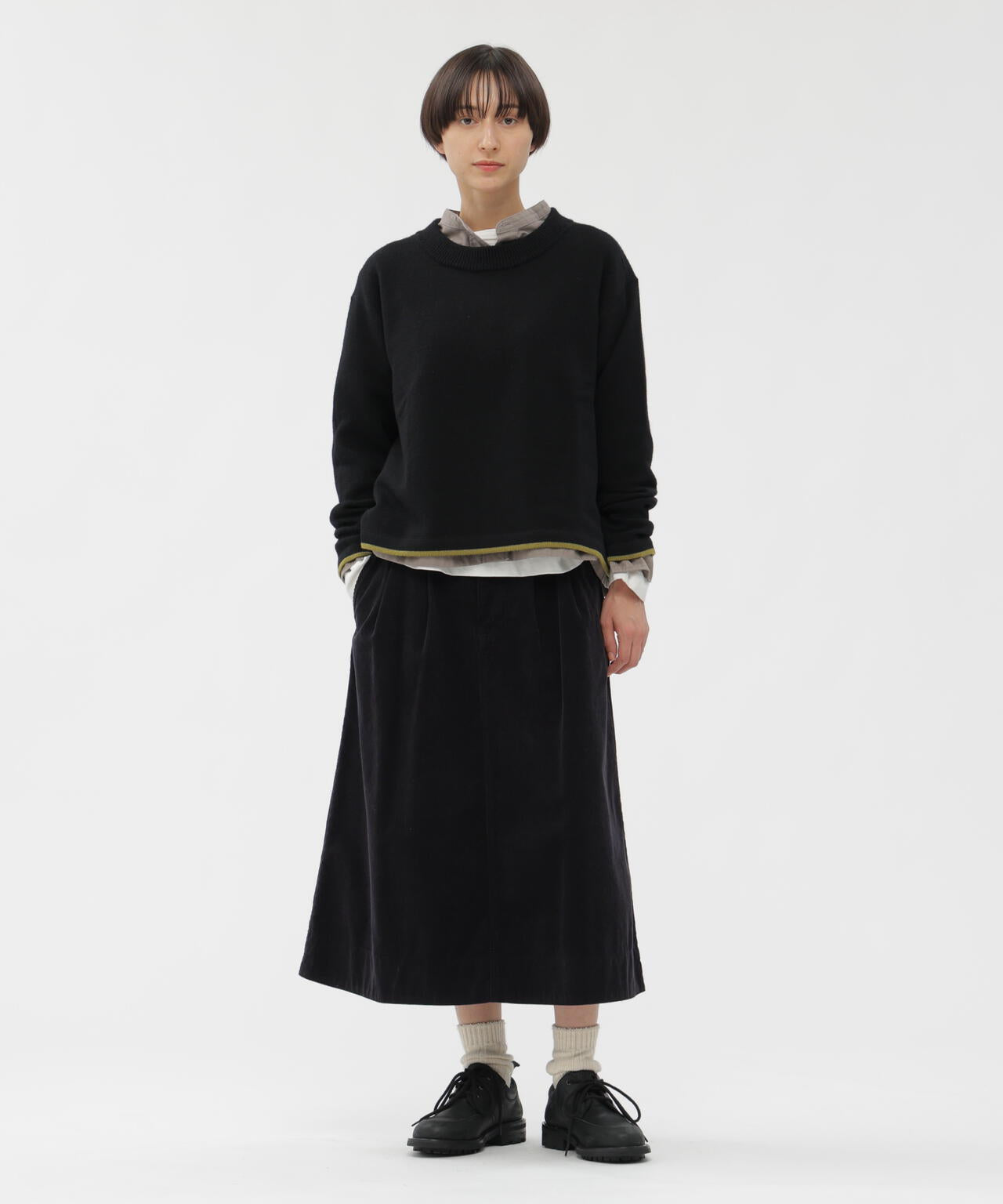 DRY COTTON NEEDLECORD SKIRT