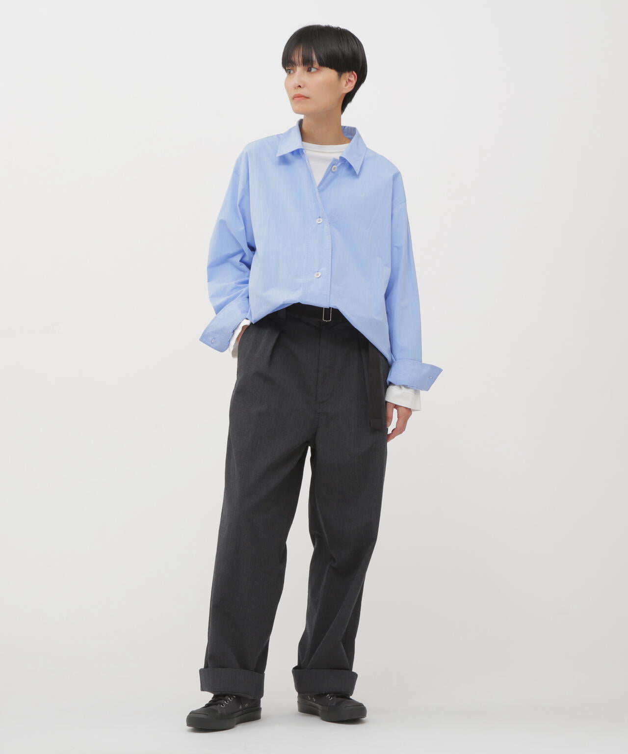 WOOL COTTON TWILL TROUSERS