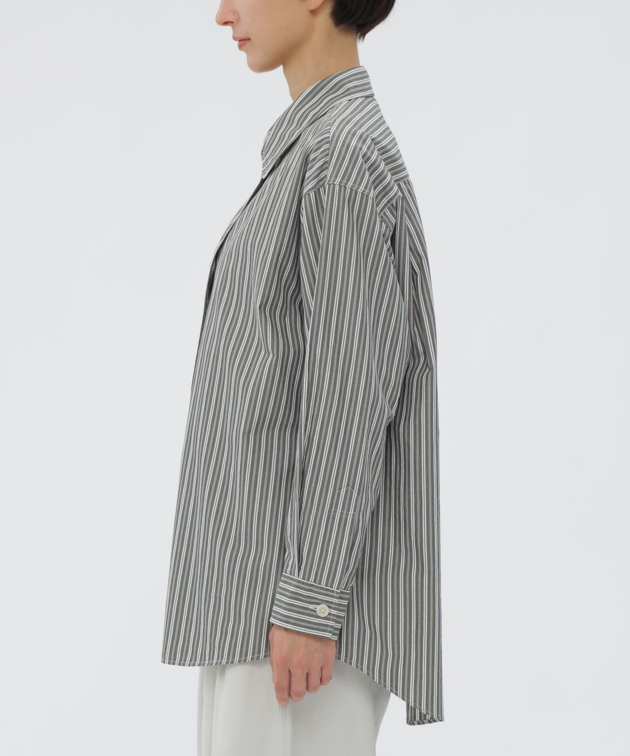 TWO TONE COTTON STIRIPE SHIRT