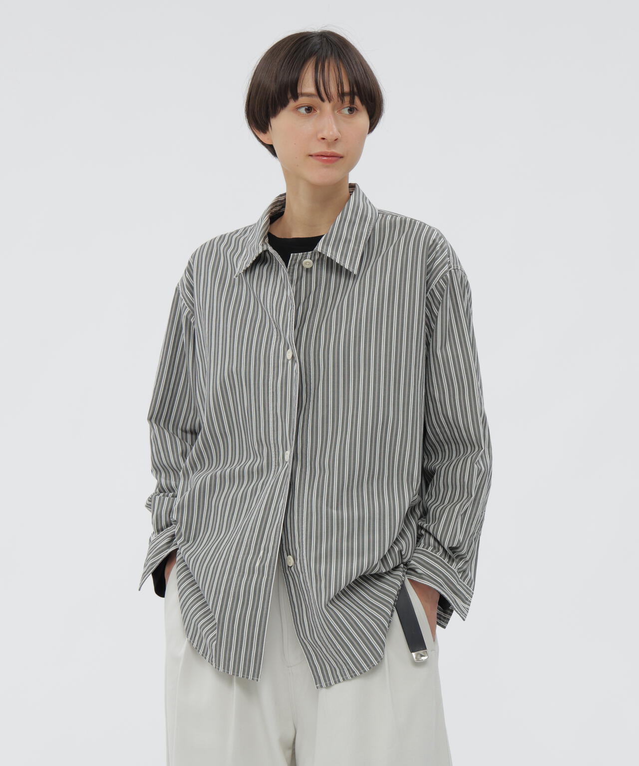 TWO TONE COTTON STIRIPE SHIRT | MARGARET HOWELL（マーガレット