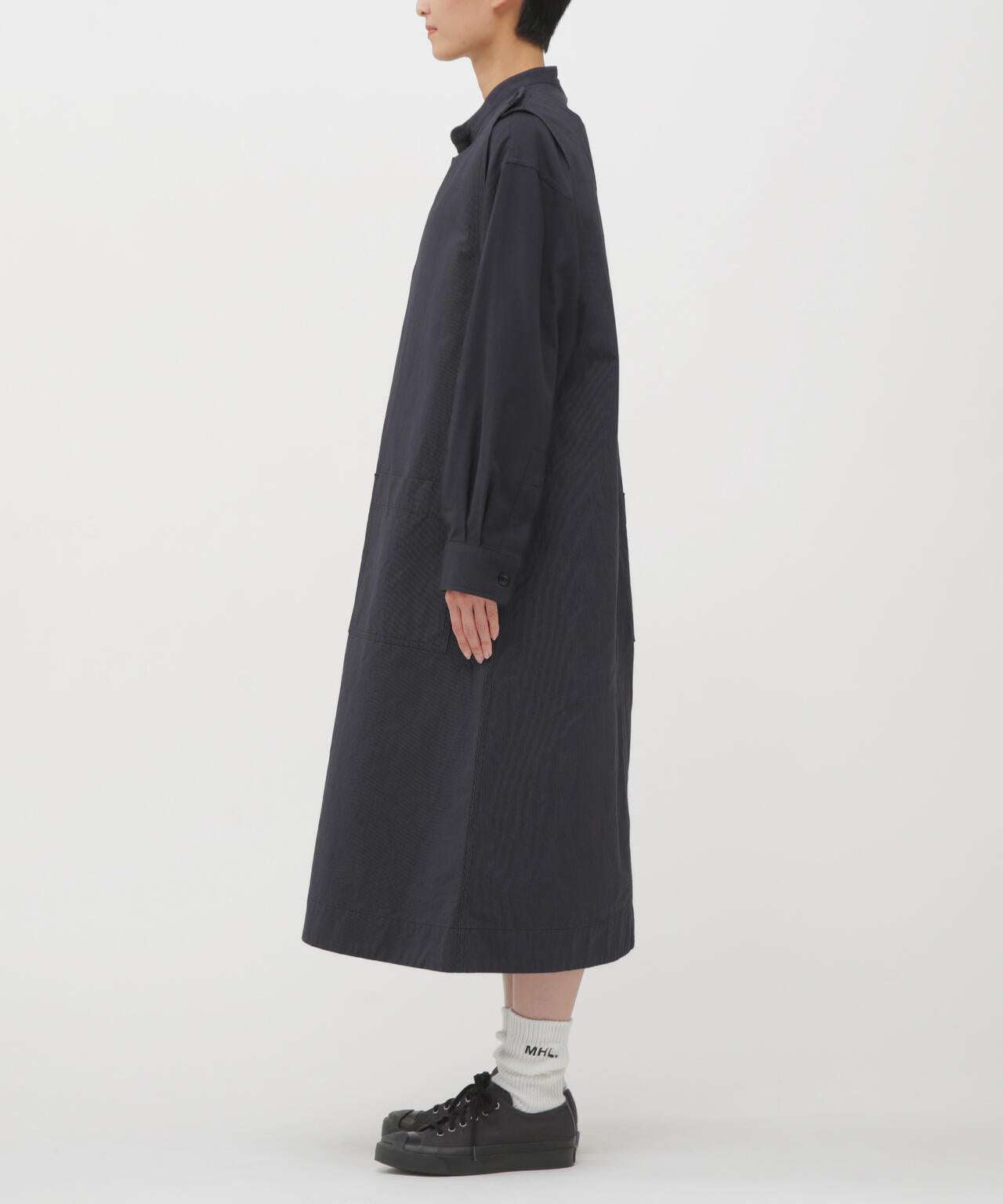 HAIRLINE COTTON WOOL DRESS