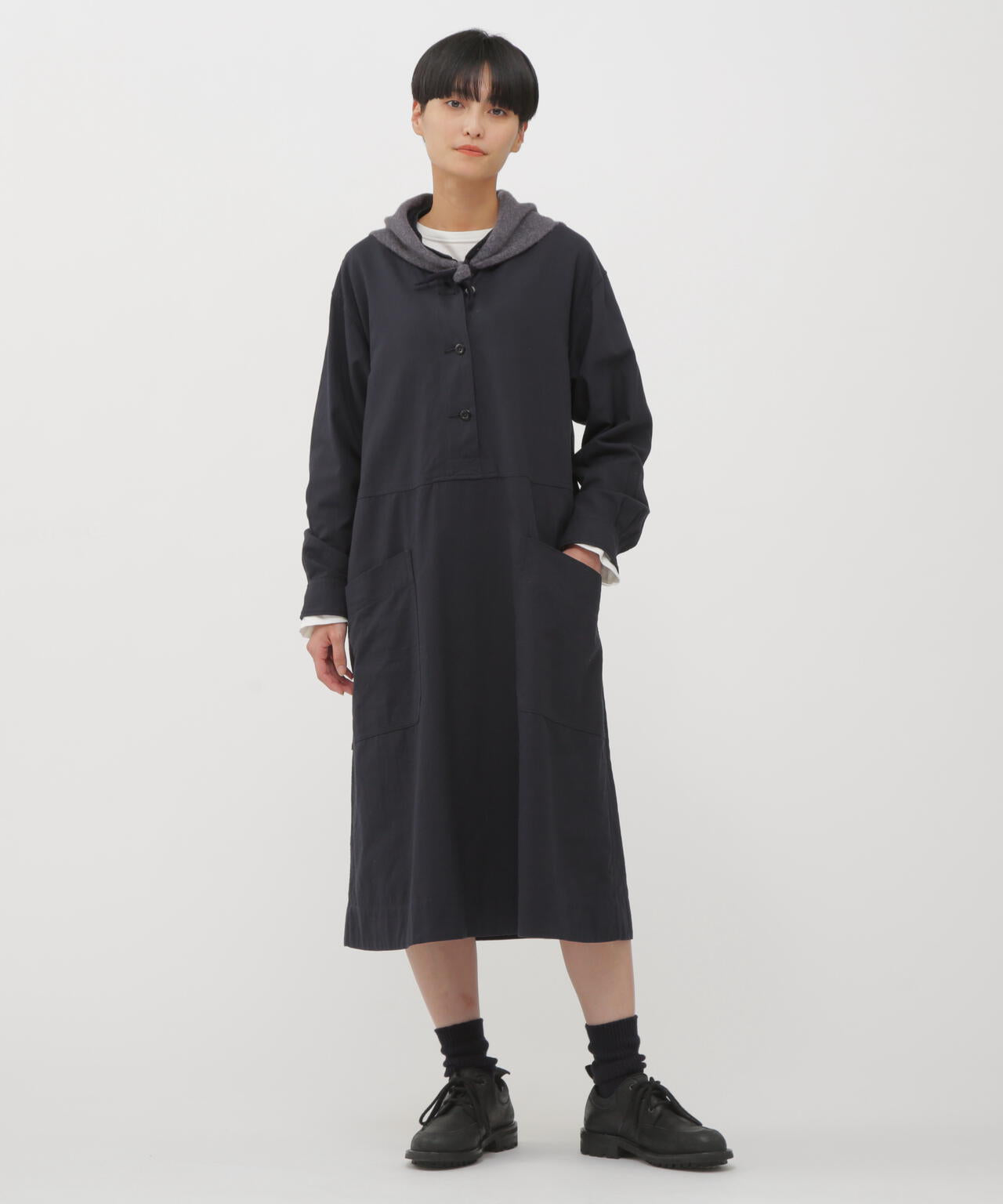 FINE COTTON WOOL TWILL DRESS