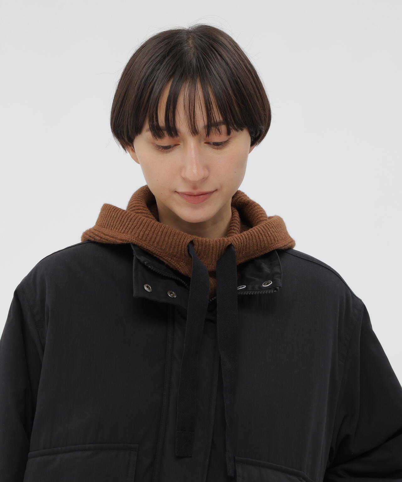 MHL. ブラウン フード付きジャンパー MHL KNITTED HOOD | MARGARET HOWELL（マーガレット・ハウエル