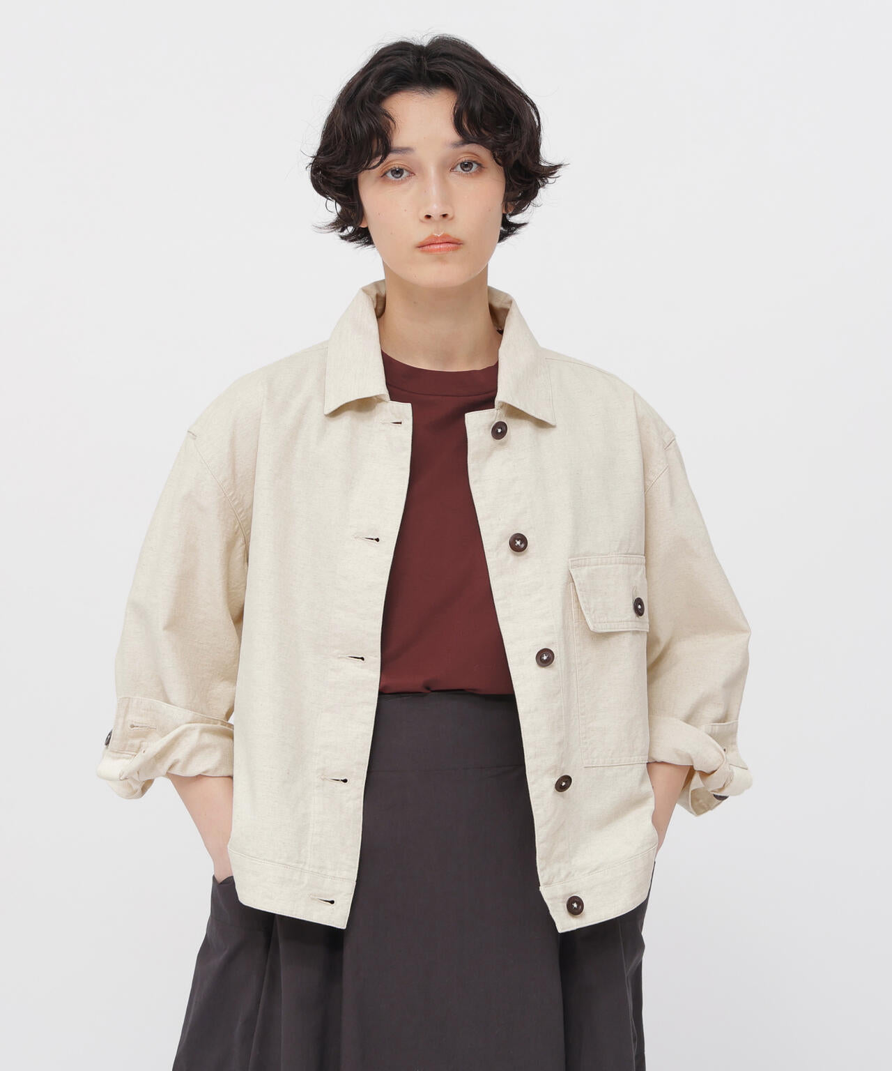 BELGIAN LINEN COTTON PLAINWEAVE BLOUSON | MARGARET HOWELL