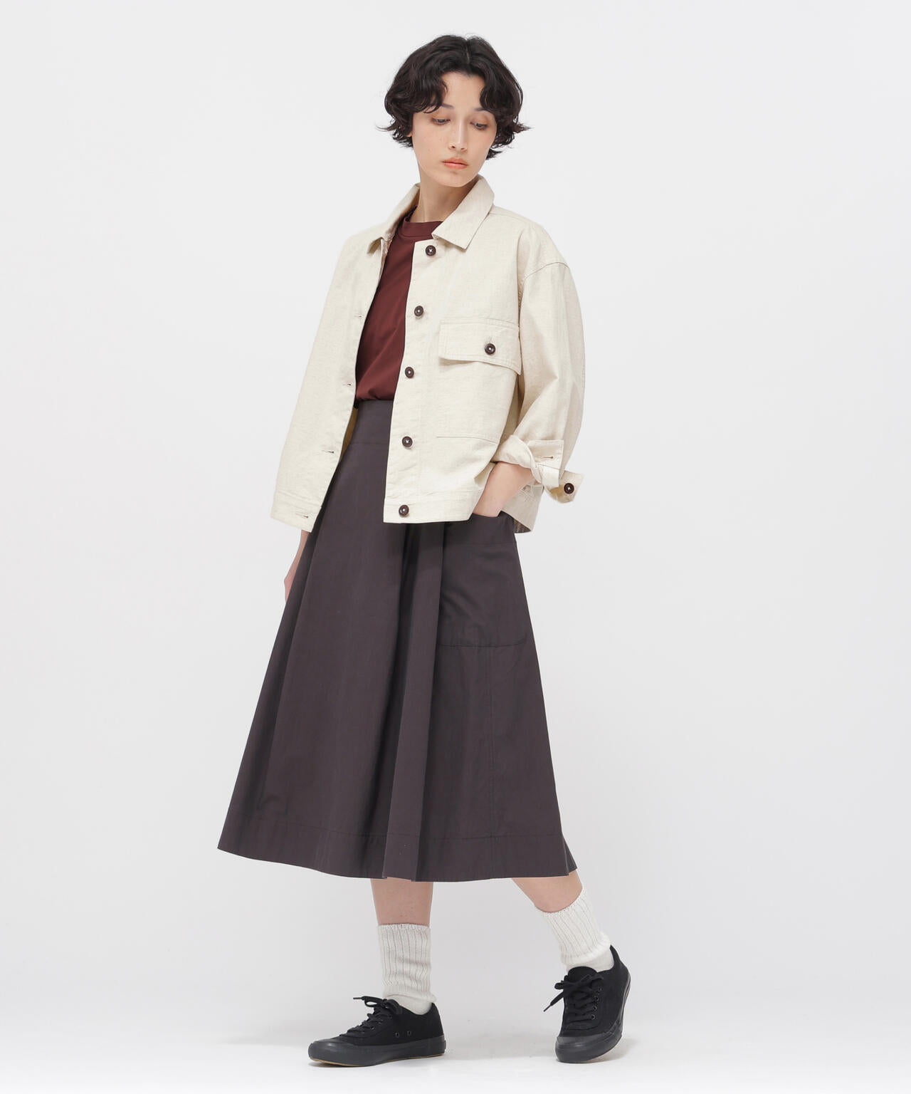 極美品 マーガレットハウエル 23SS MATT LINEN POPLIN DENSE COTTON NYLON POPLIN COAT | MARGARET HOWELL（マーガレット