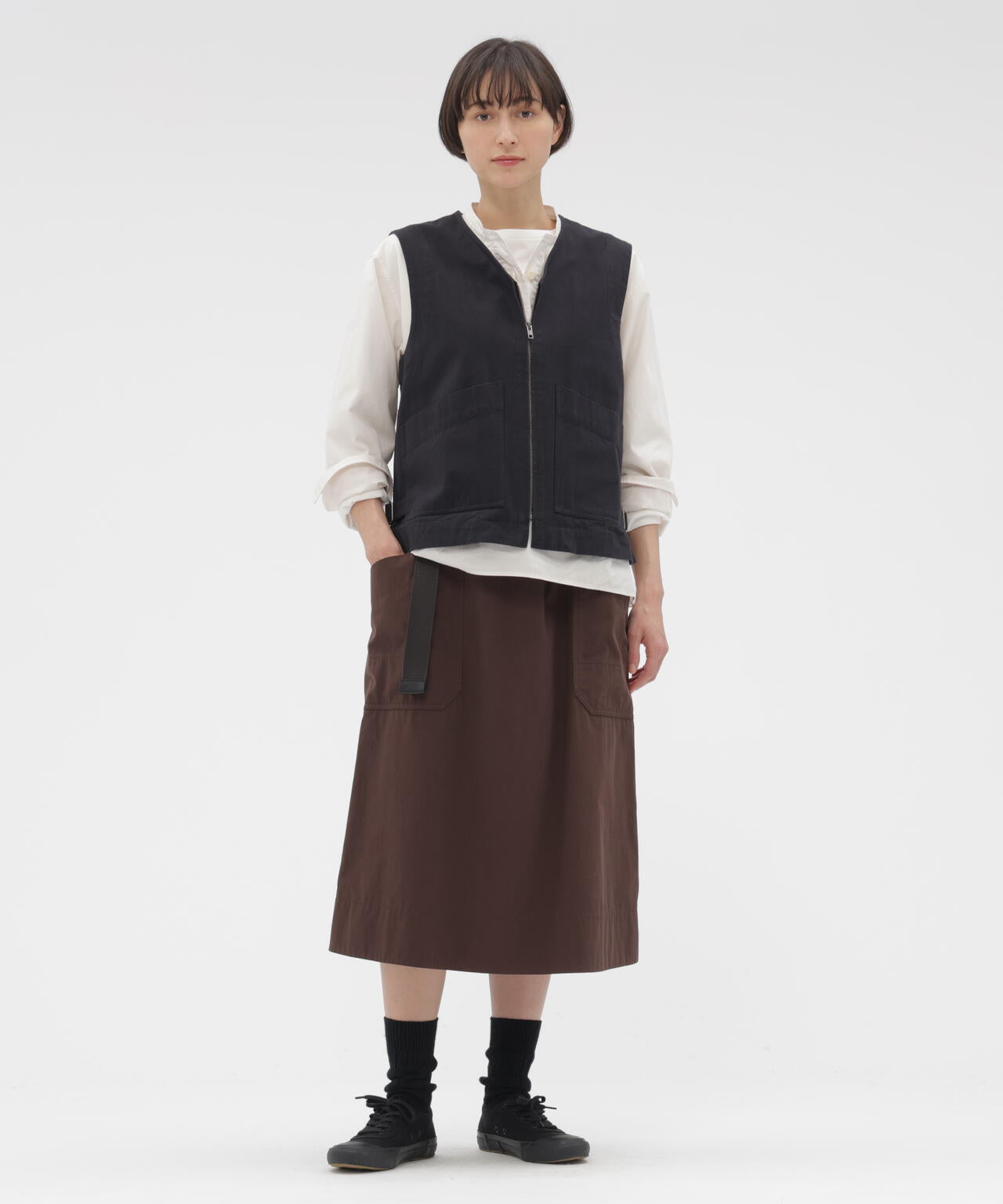 COTTON CUPRA PLAINWEAVE SKIRT | MARGARET HOWELL（マーガレット