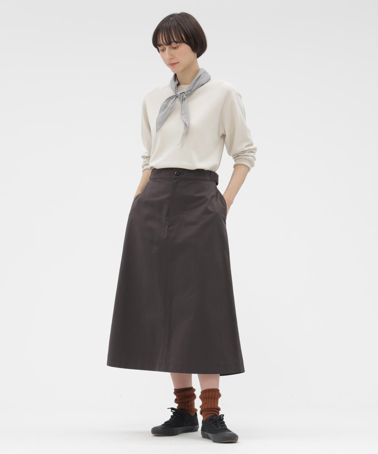 WASHED CHINO COTTON SKIRT | MARGARET HOWELL（マーガレット