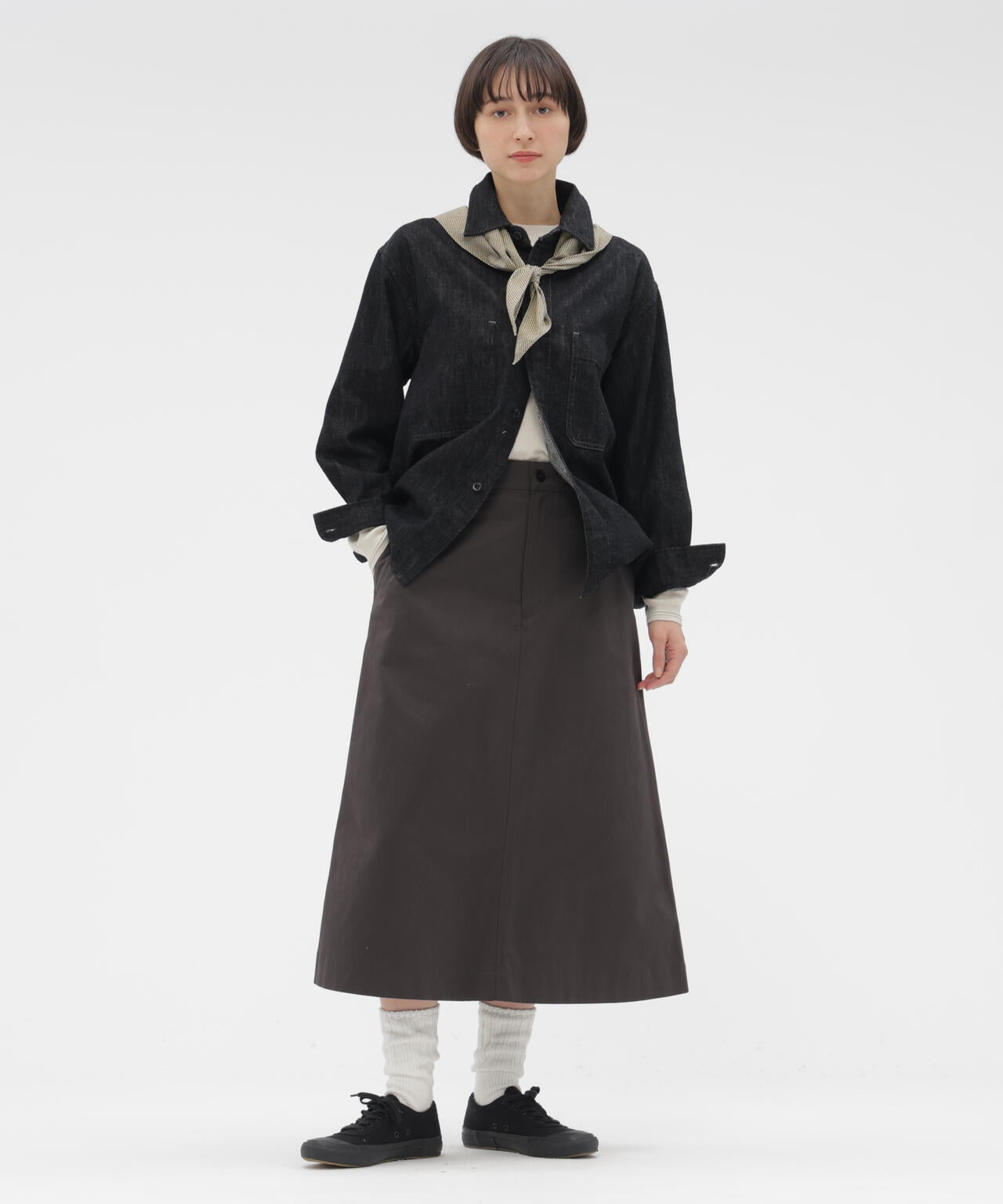 WASHED CHINO COTTON SKIRT | MARGARET HOWELL（マーガレット