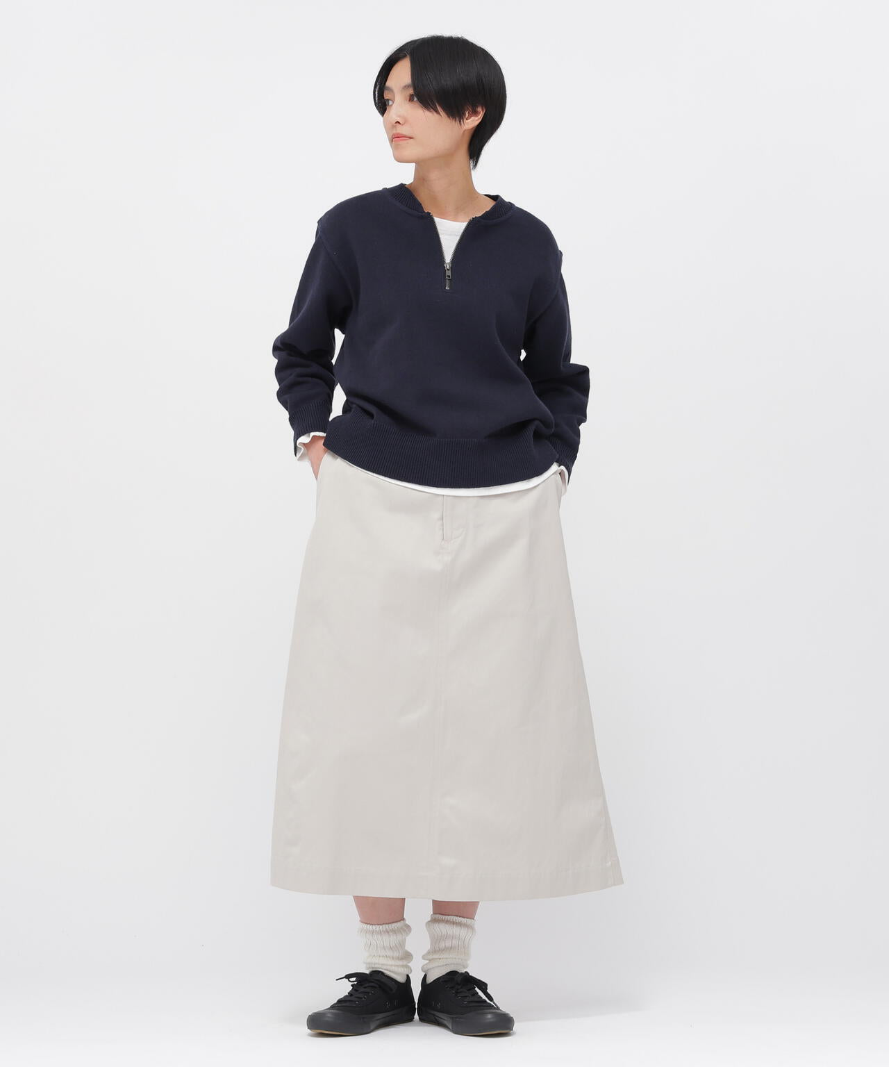 WASHED CHINO COTTON SKIRT | MARGARET HOWELL（マーガレット