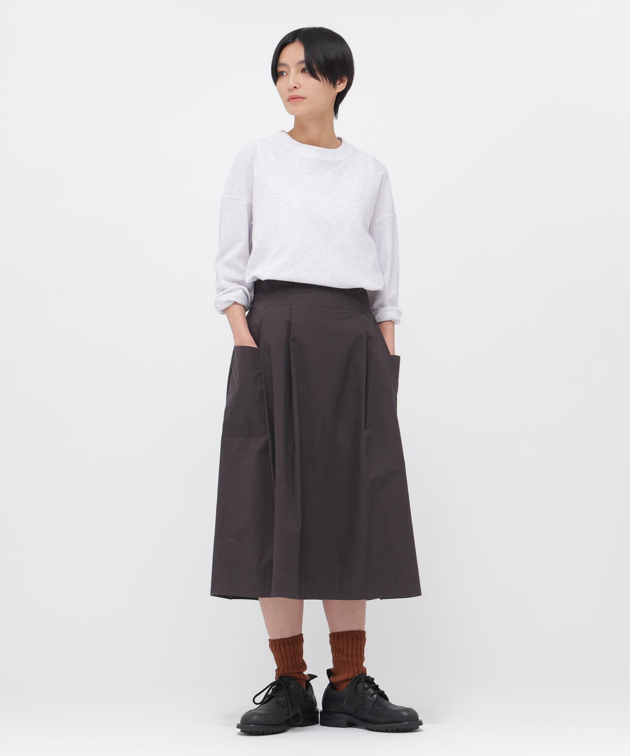 【2025SS】マーガレットハウエル シアーコットンポプリン スカート Ⅱ WASHED COTTON POPLIN SKIRT | MARGARET HOWELL（マーガレット