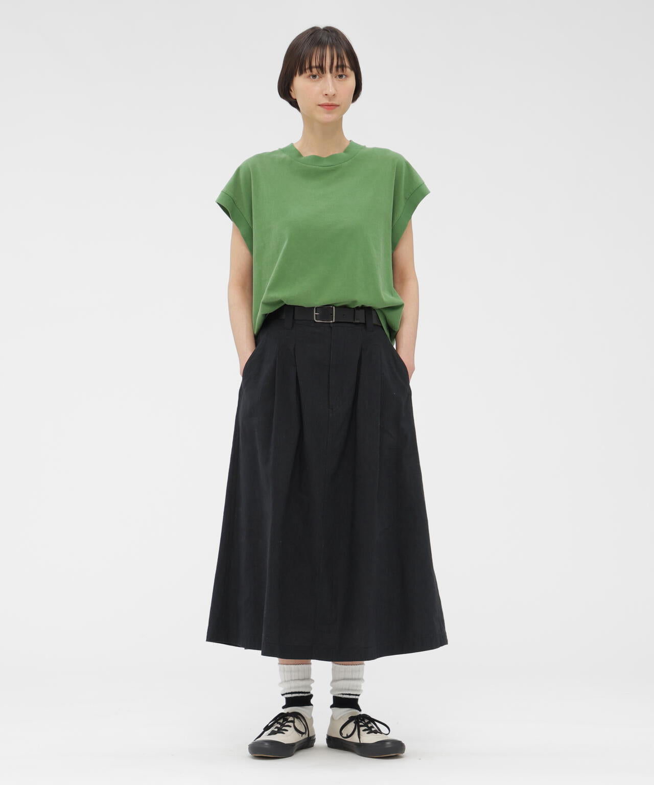 FADED LINEN COTTON PLAINWEAVE SKIRT | MARGARET HOWELL