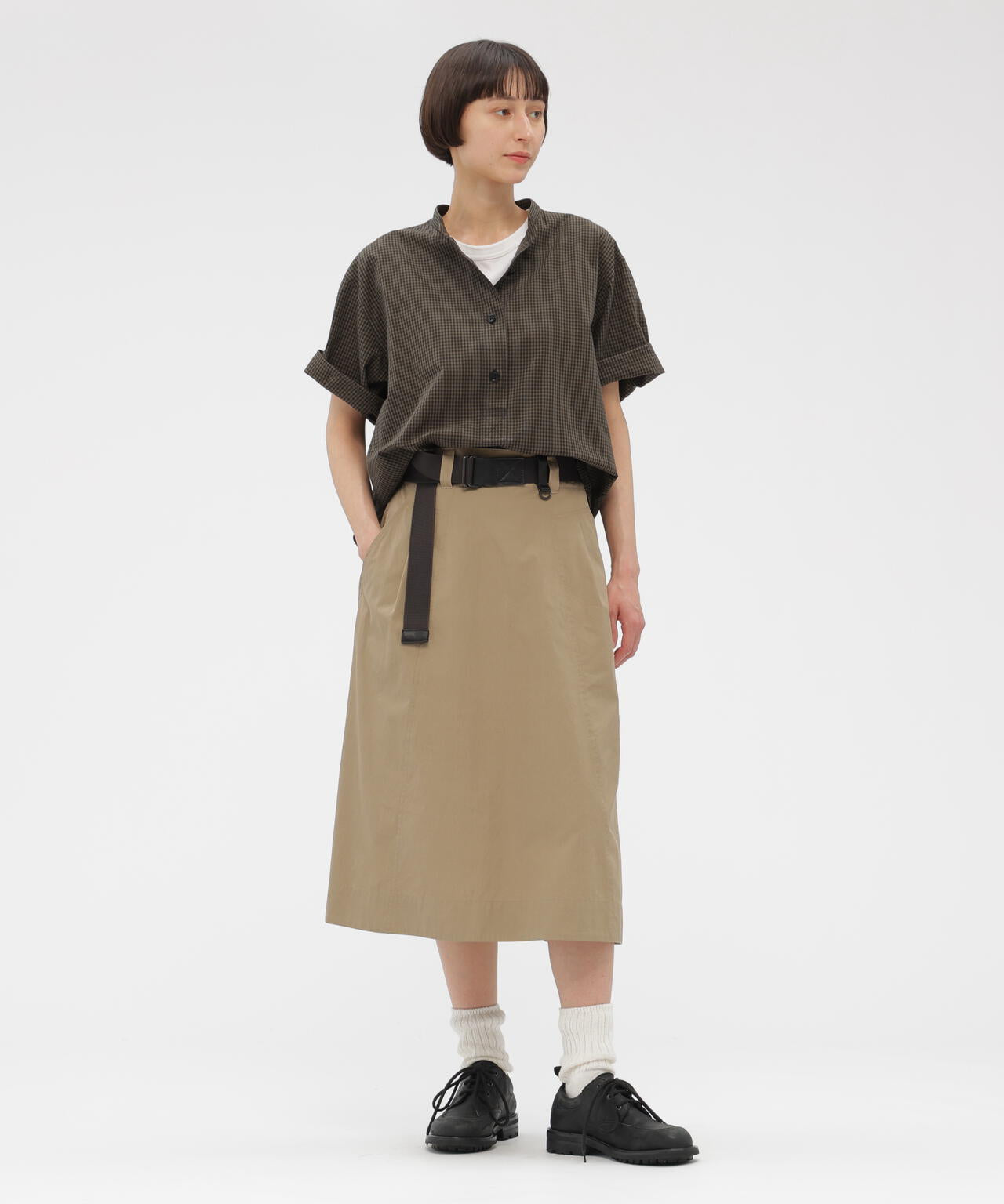 FINE COMPACT COTTON POPLIN SKIRT | MARGARET HOWELL（マーガレット
