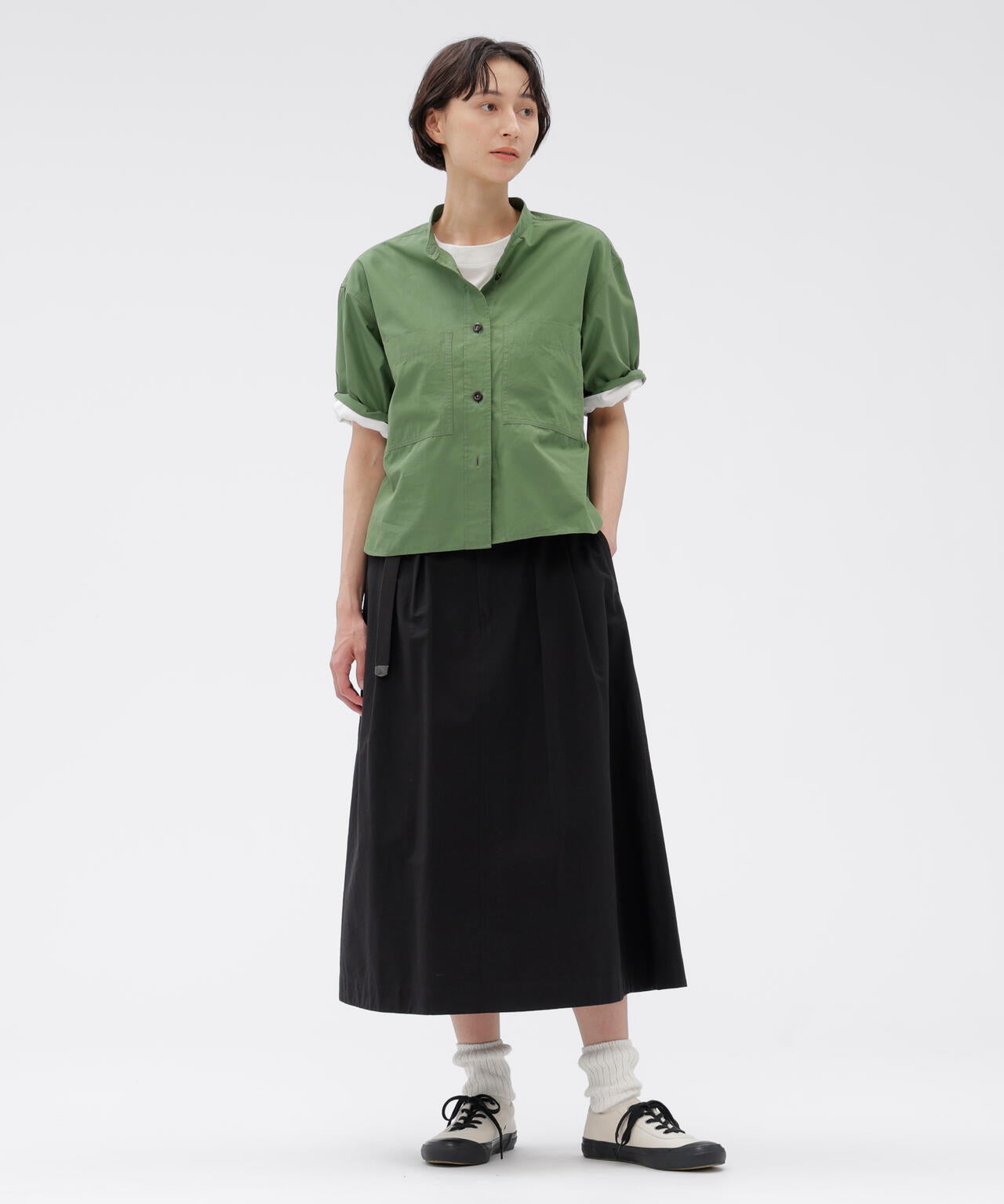 LIGHTWEIGHT COTTON NYLON TWILL SKIRT | MARGARET HOWELL
