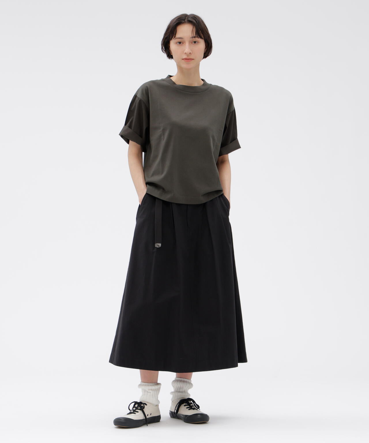 LIGHTWEIGHT COTTON NYLON TWILL SKIRT | MARGARET HOWELL