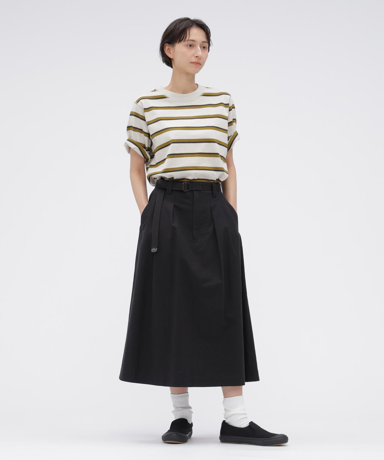 LIGHTWEIGHT COTTON NYLON TWILL SKIRT | MARGARET HOWELL