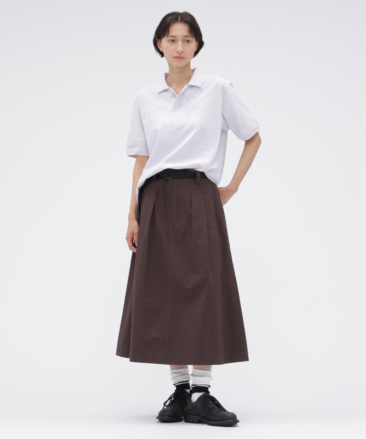 LIGHTWEIGHT COTTON NYLON TWILL SKIRT | MARGARET HOWELL