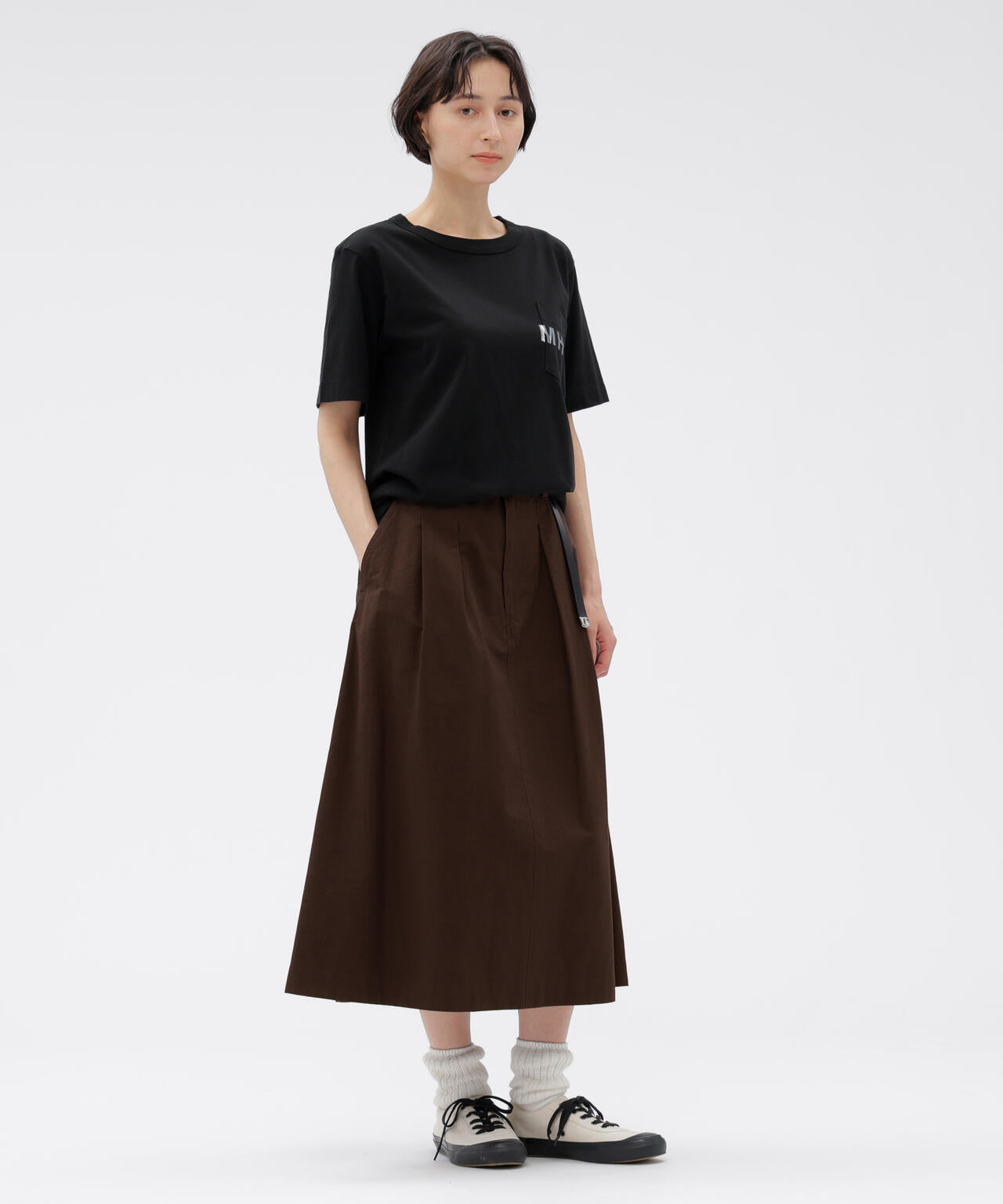 LIGHTWEIGHT COTTON NYLON TWILL SKIRT | MARGARET HOWELL