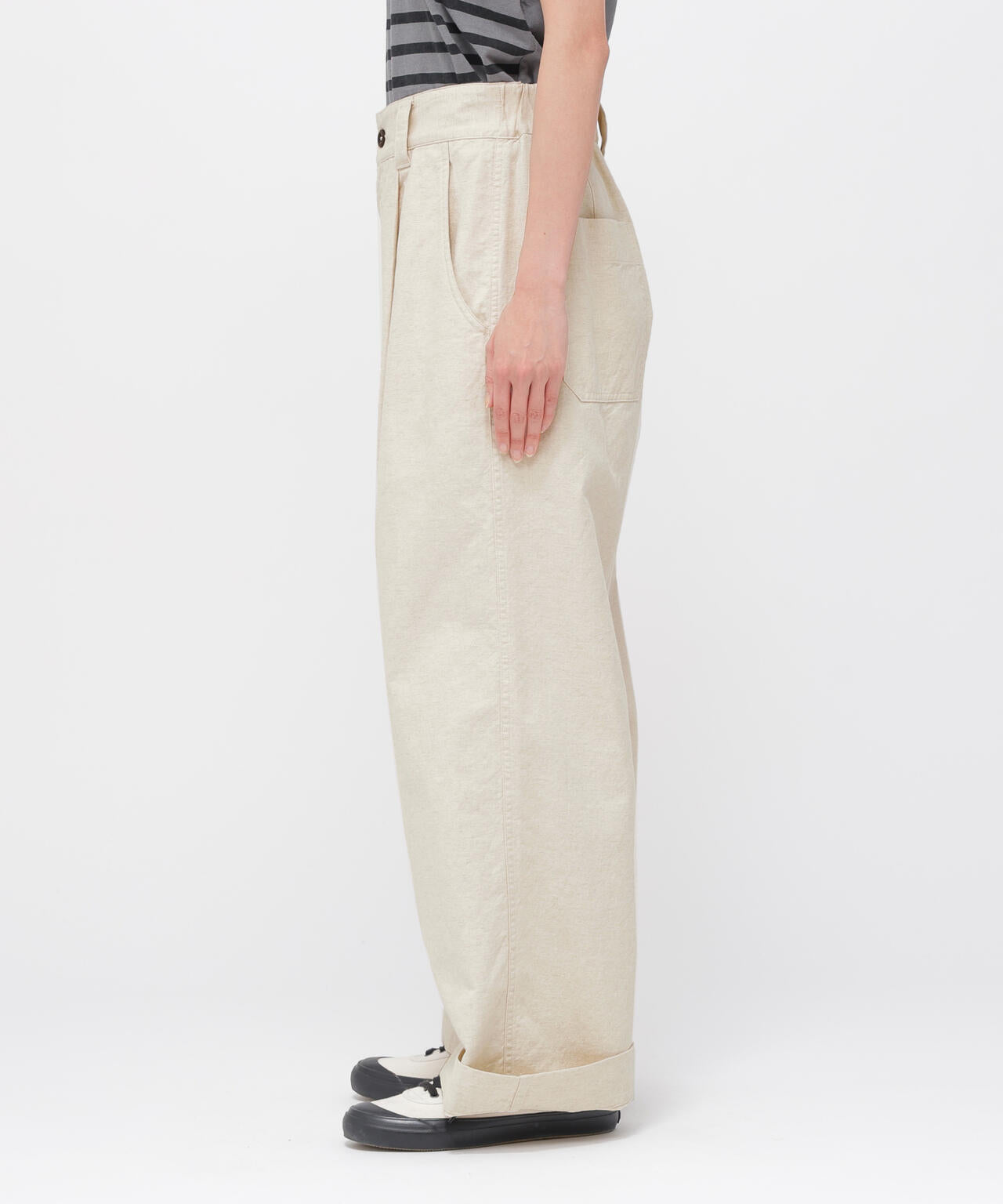 BELGIAN LINEN COTTON PLAINWEAVE TROUSERS