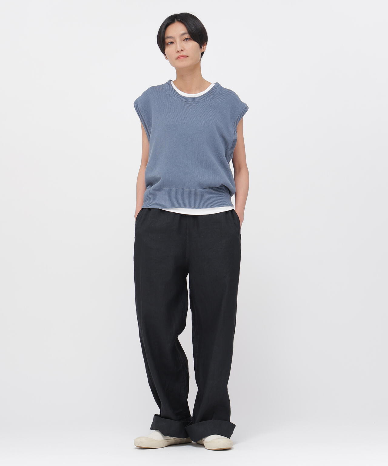 FADED WOOL LINEN TWILL TROUSERS | MARGARET HOWELL（マーガレット