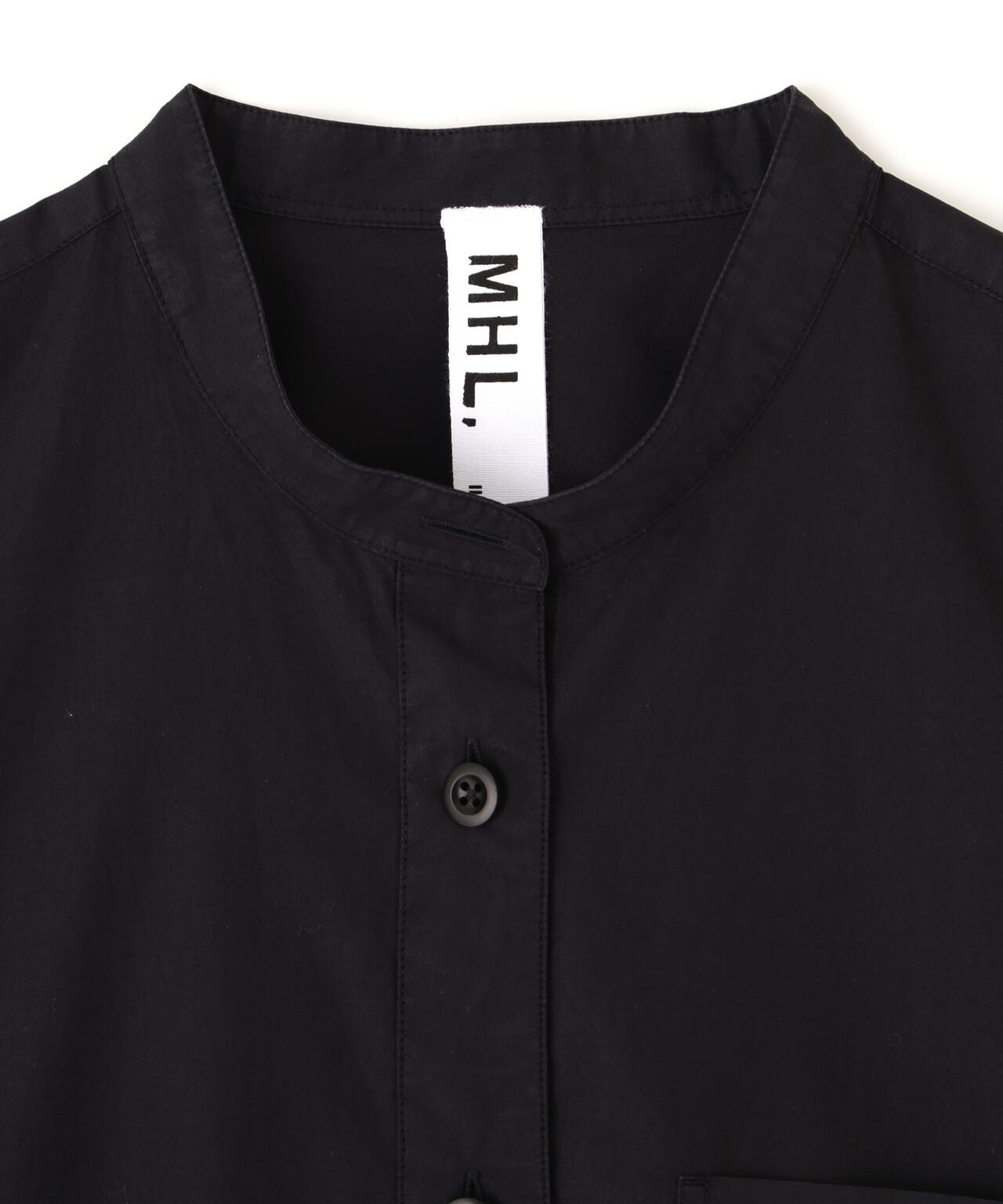 マーガレットハウエル MHL. コットンラミーポプリン シャツ ブラウス 黒 COTTON RAMIE POPLIN SHIRT | MARGARET HOWELL（マーガレット