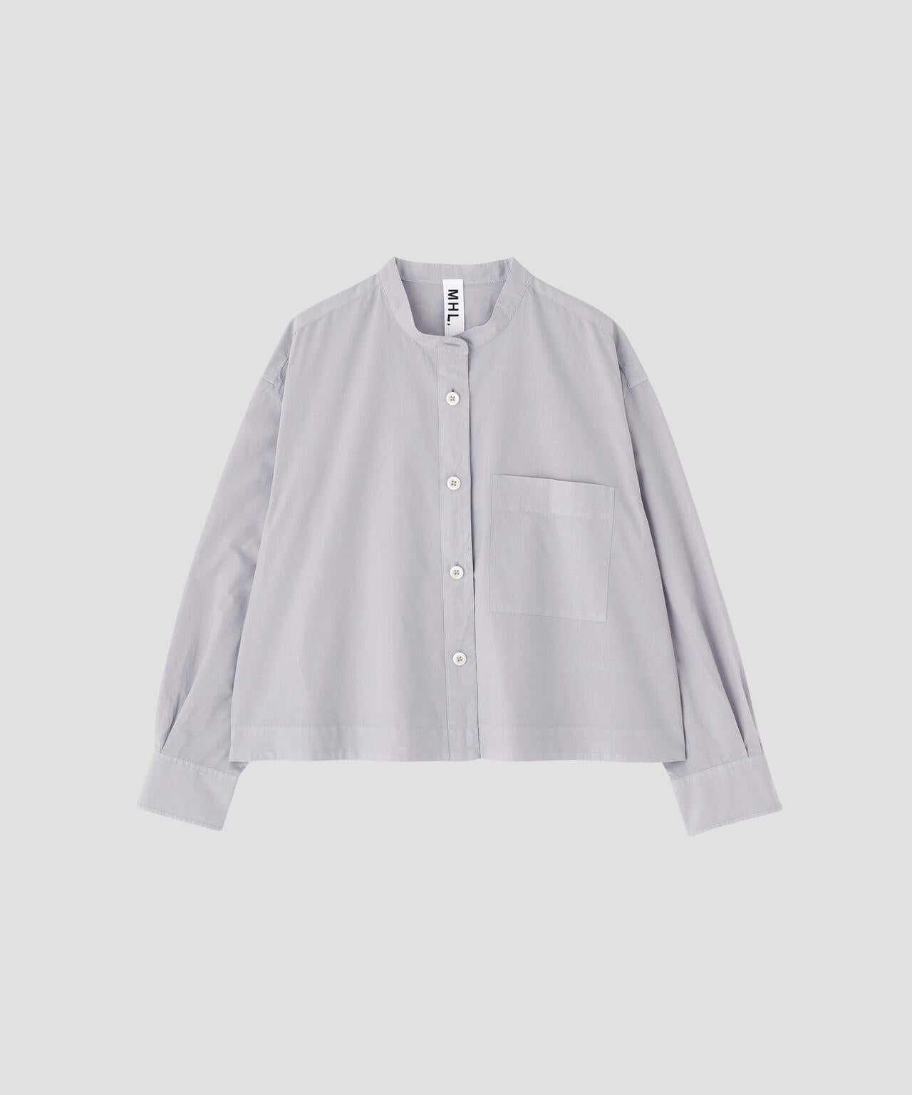 MHL. / エムエイチエルマーガレットハウエル | COTTON RAMIE POPLIN コットン カラーレスシャツ | 2 | ブルーグレー | レディース COTTON RAMIE POPLIN SHIRT | MARGARET HOWELL（マーガレット