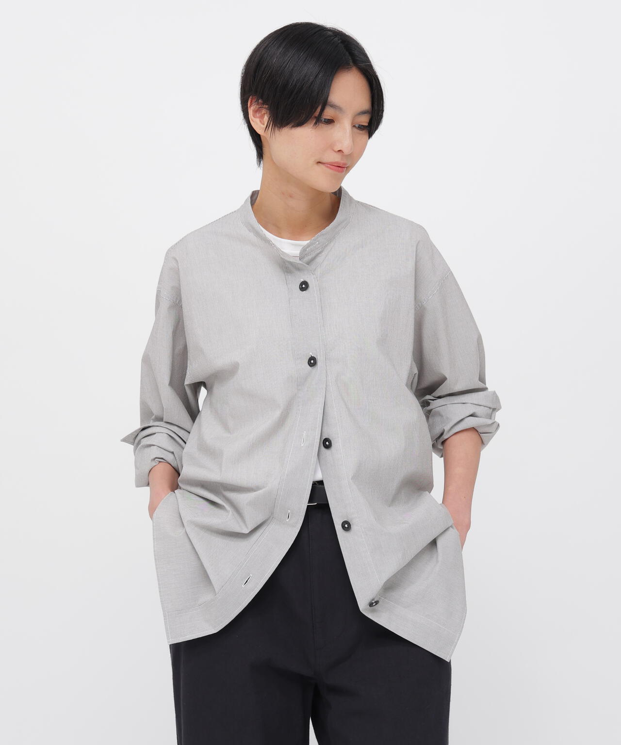 WORN COTTON HAIRLINE STRIPE SHIRT | MARGARET HOWELL（マーガレット