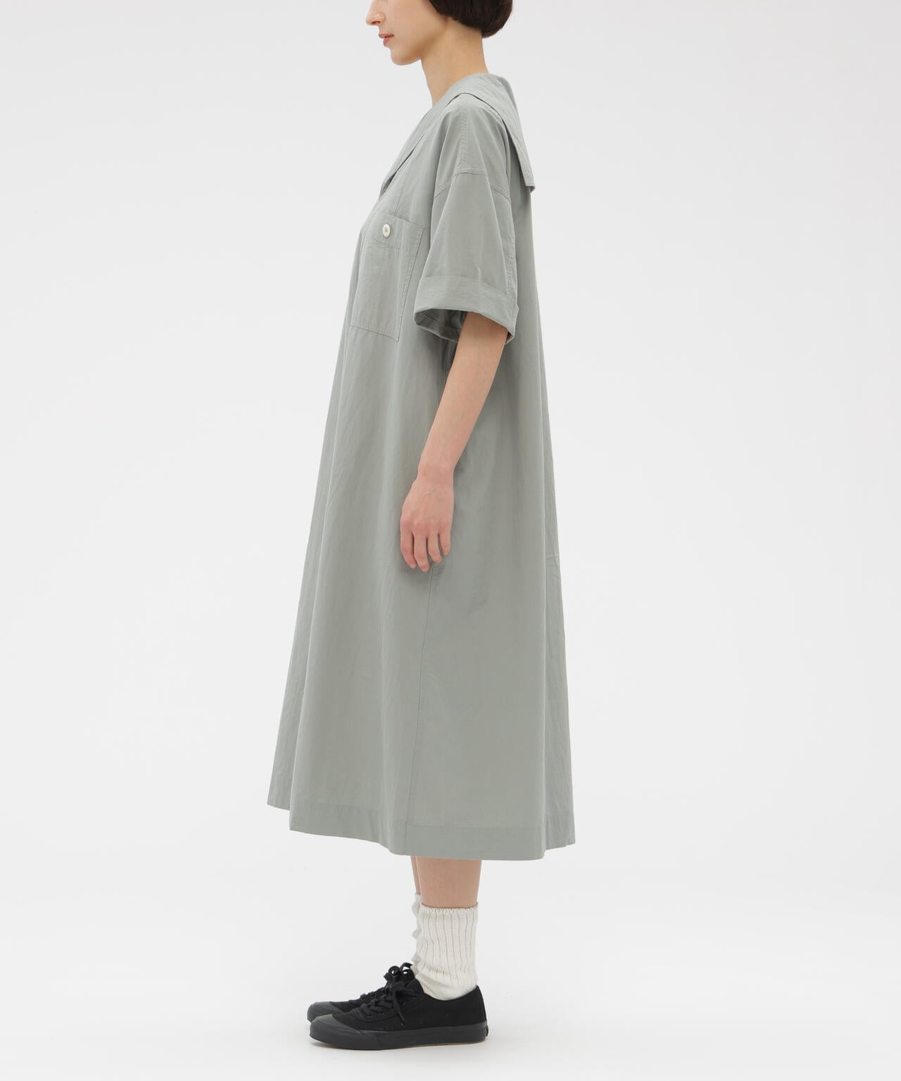 SANDED COTTON LINEN DRESS