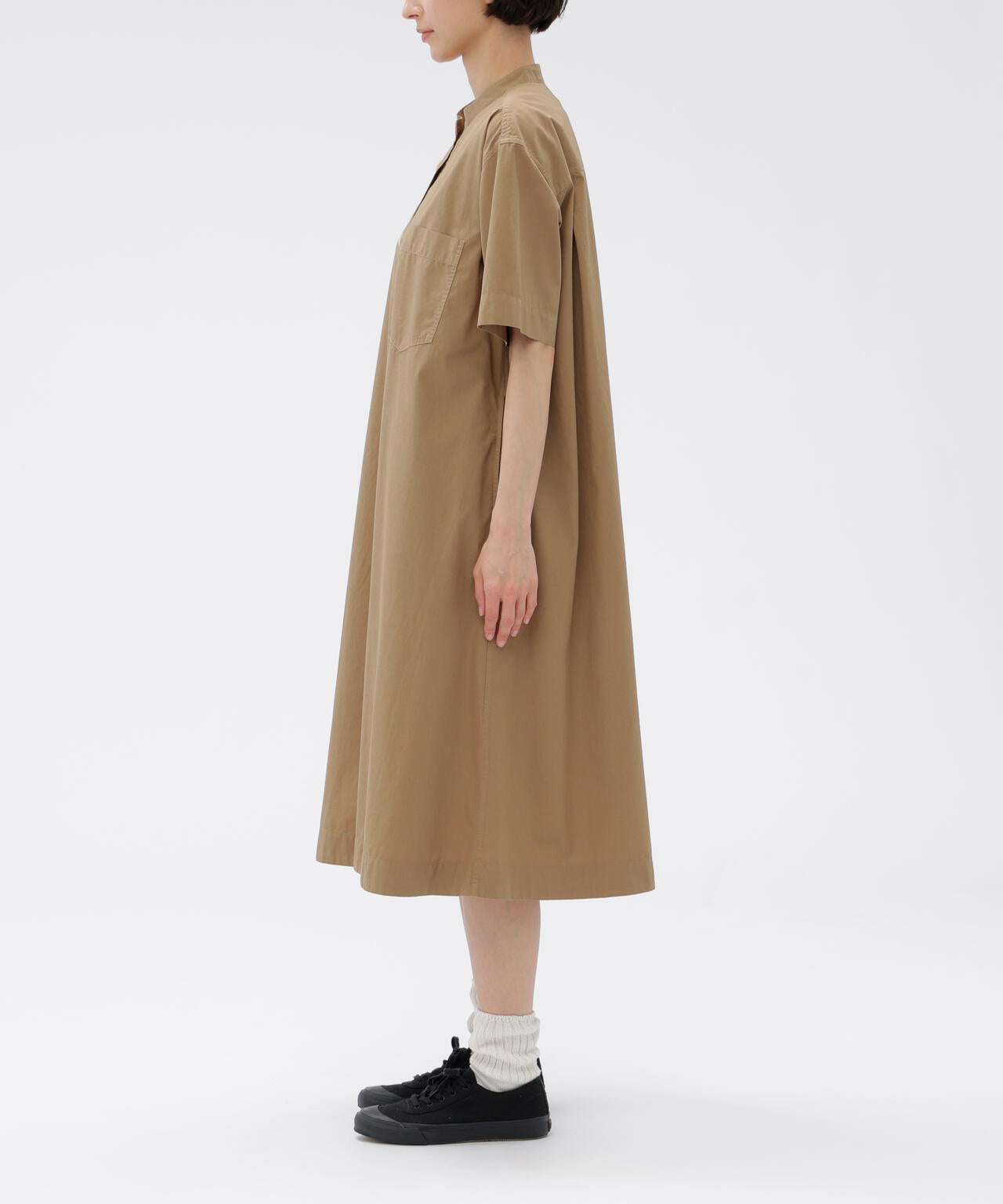 GARMENT DYED COTTON POPLIN DRESS