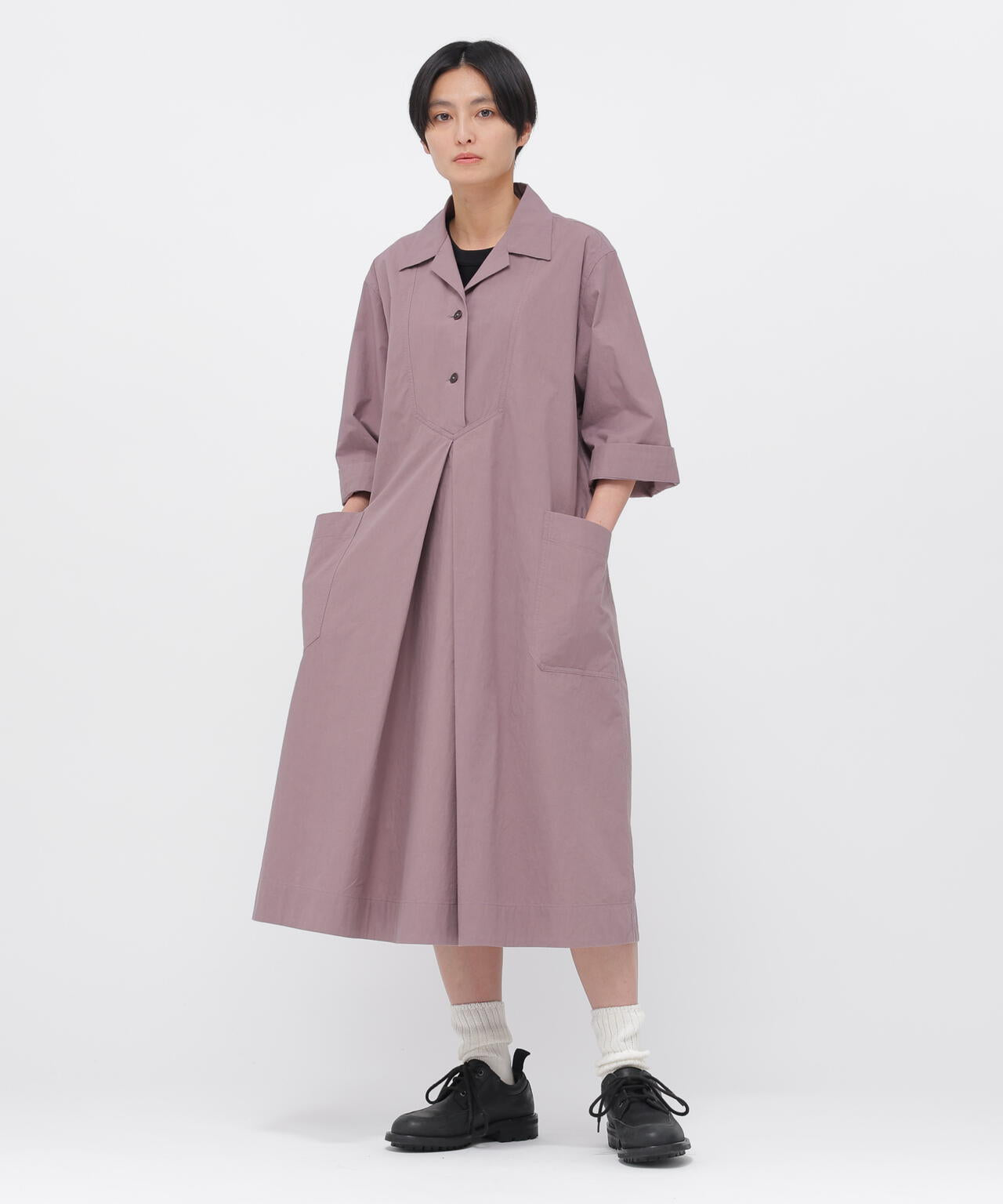 マーガレットハウエル　HAIRLINE COTTON WOOL DRESS WASHED COTTON POPLIN DRESS | MARGARET HOWELL（マーガレット