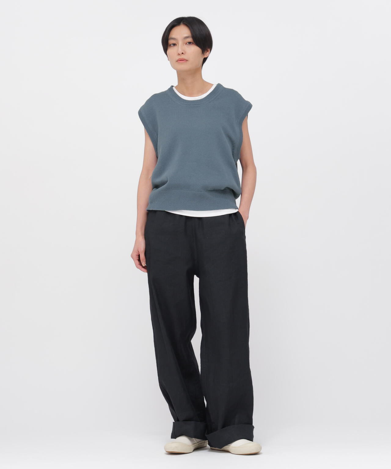 極美品 マーガレットハウエル 23SS MATT LINEN POPLIN BELGIAN LINEN COTTON KNITWEAR | MARGARET HOWELL（マーガレット
