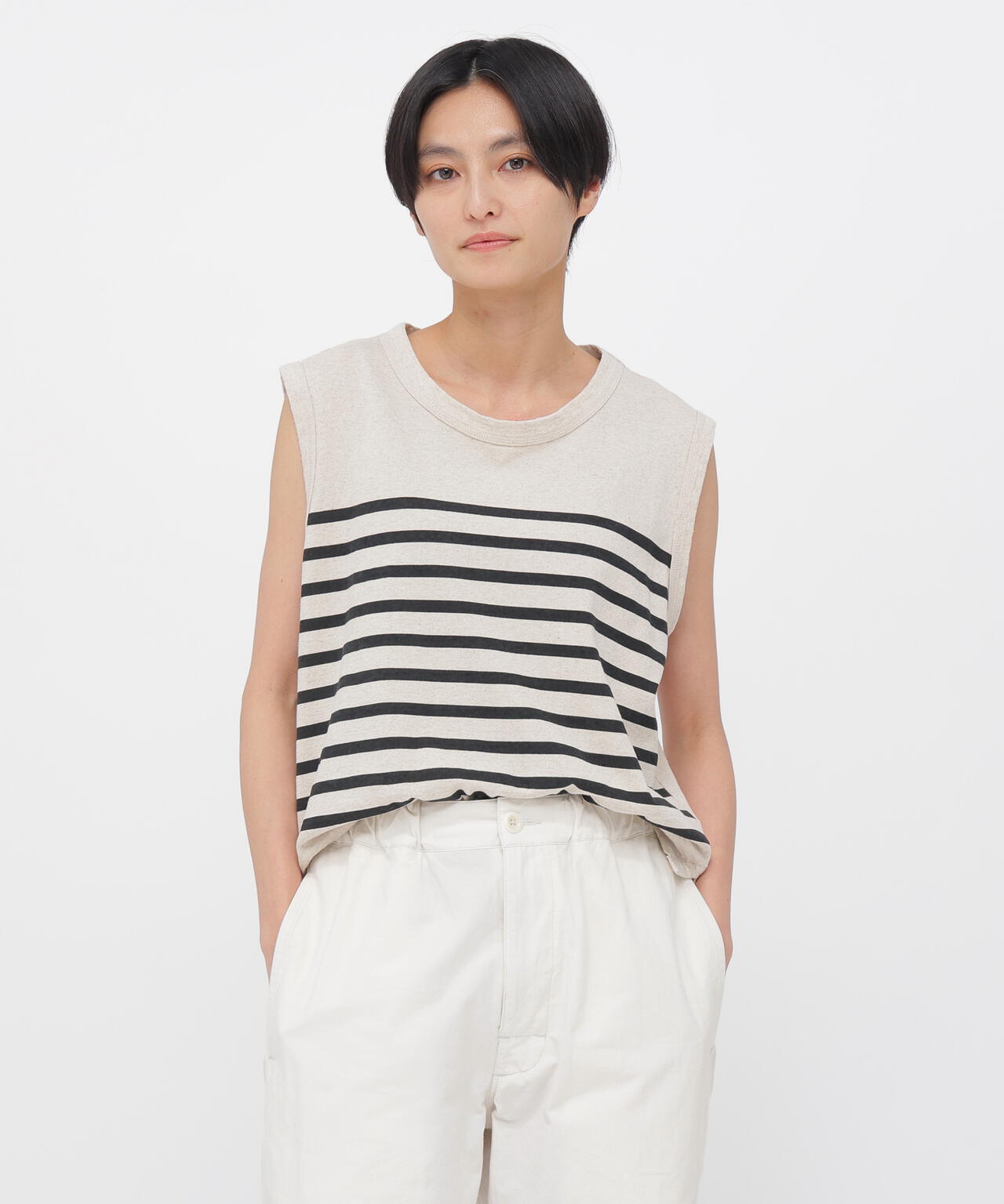 BELGIAN LINEN COTTON JERSEY TOP | MARGARET HOWELL（マーガレット
