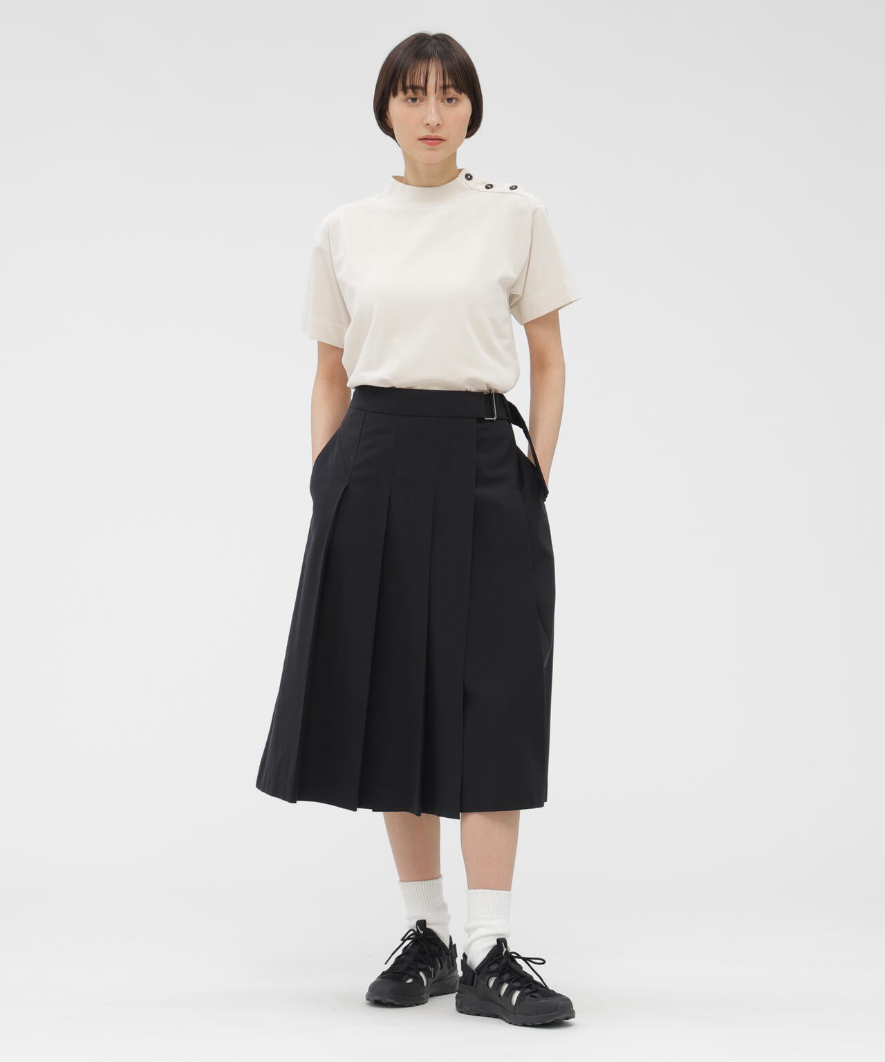 GARMENT DYED TOUGH COTTON LINEN JERSEY TOP | MARGARET HOWELL GARMENT DYED TOUGH COTTON LINEN JERSEY TOP | MARGARET HOWELL