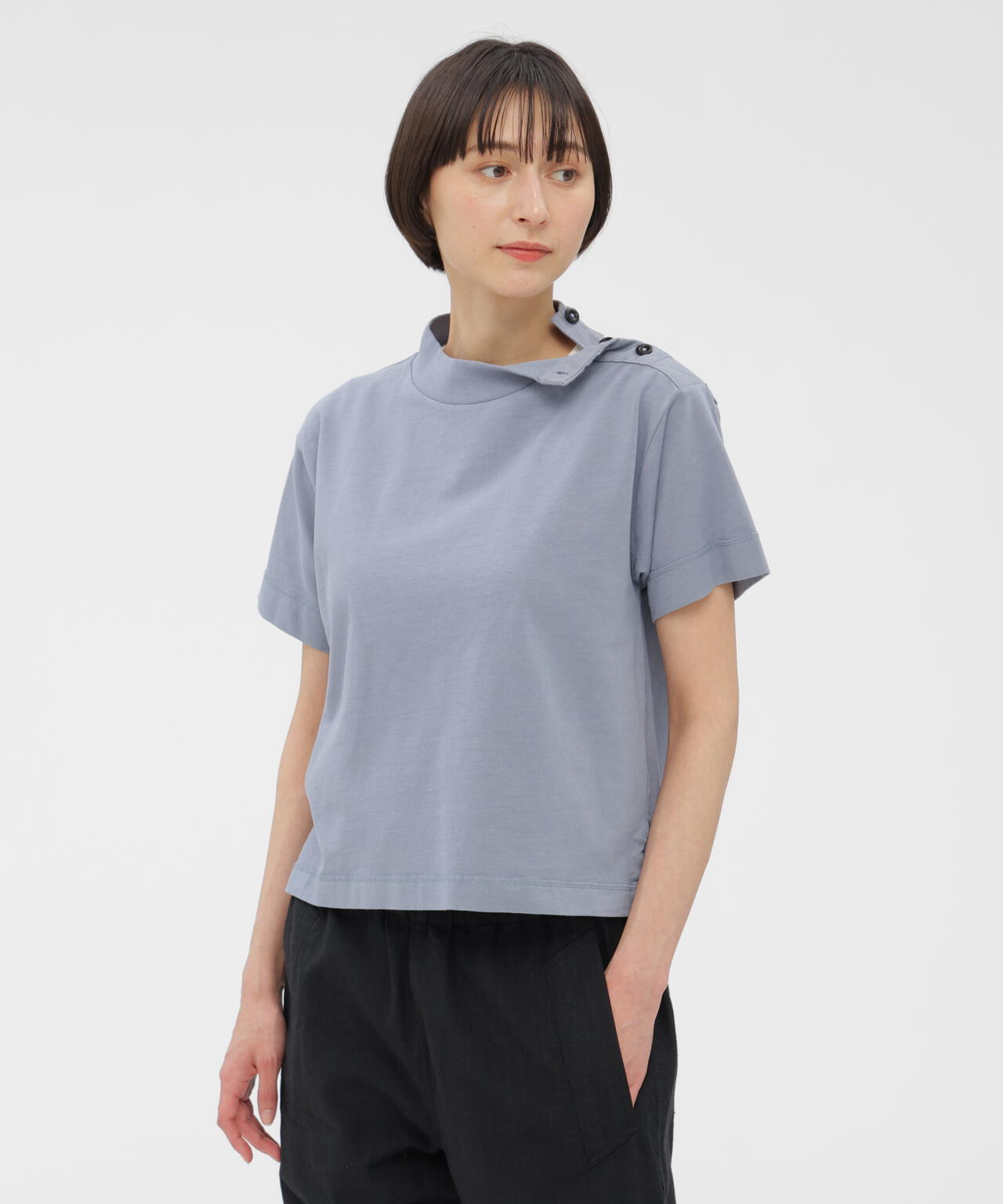 GARMENT DYED TOUGH COTTON LINEN JERSEY TOP | MARGARET HOWELL