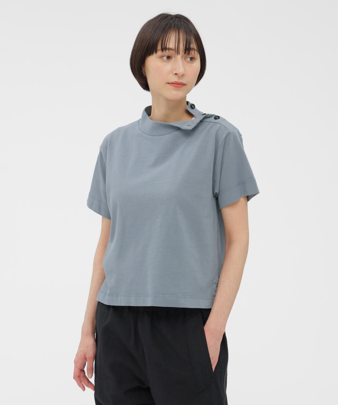 GARMENT DYED TOUGH COTTON LINEN JERSEY TOP