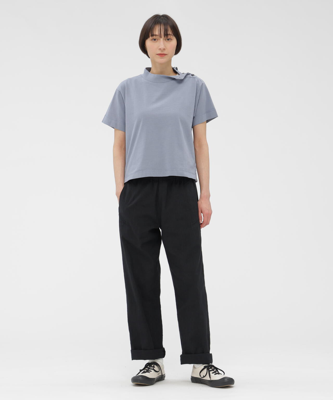 GARMENT DYED TOUGH COTTON LINEN JERSEY TOP | MARGARET HOWELL