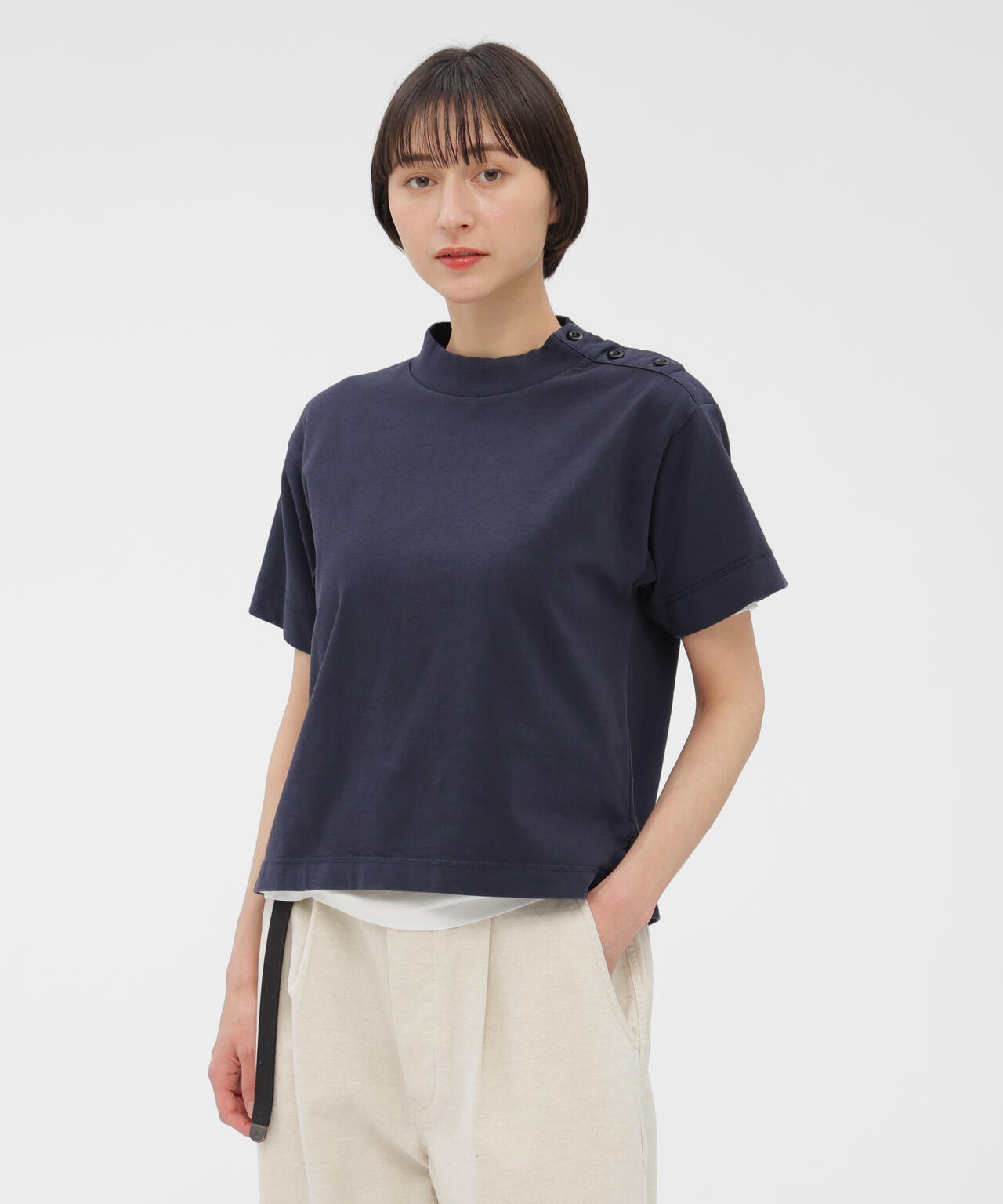 GARMENT DYED TOUGH COTTON LINEN JERSEY TOP | MARGARET HOWELL