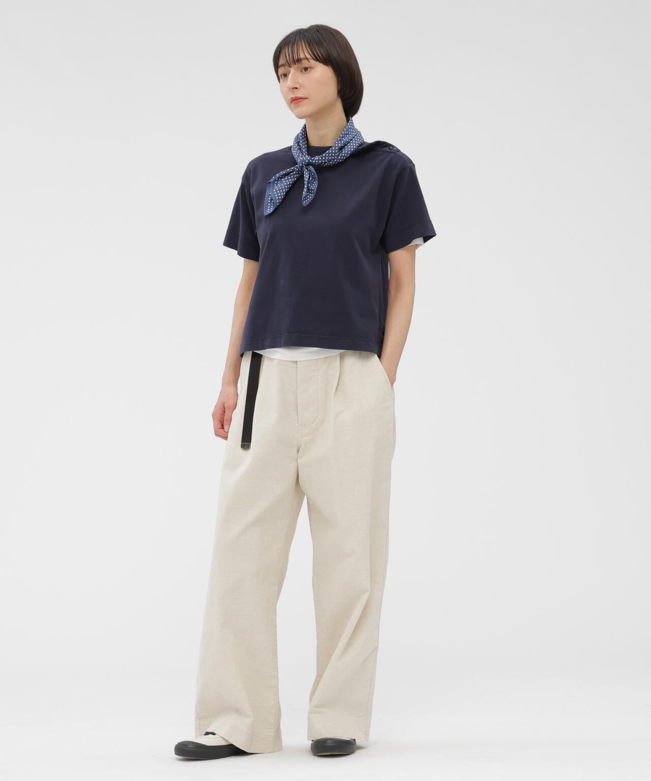 GARMENT DYED TOUGH COTTON LINEN JERSEY TOP | MARGARET HOWELL