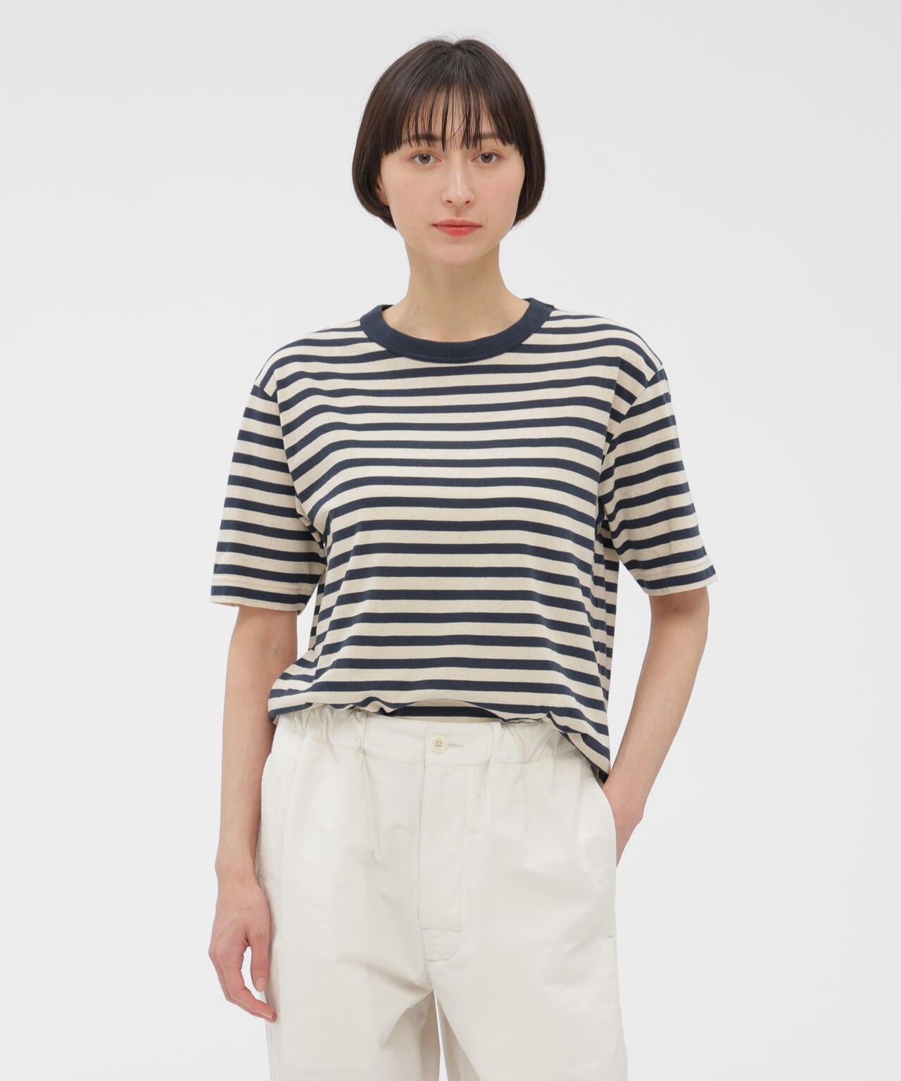 COTTON LINEN STRIPE JERSEY TOP | MARGARET HOWELL（マーガレット