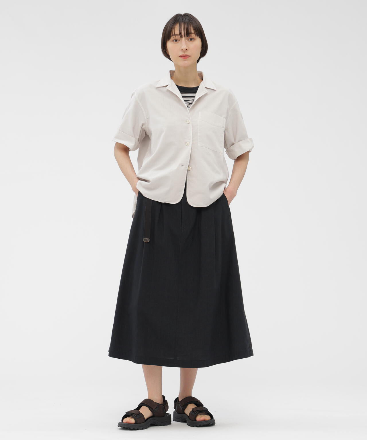 COTTON LINEN MULTI STRIPE JERSEY TOP | MARGARET HOWELL