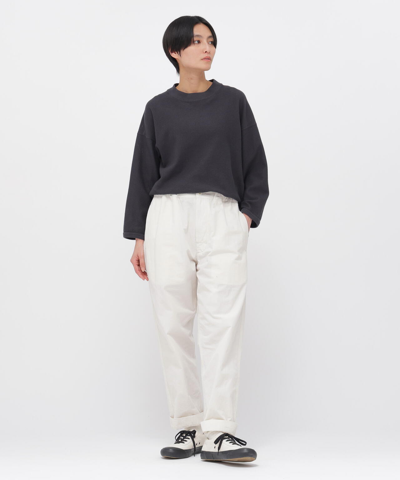 COTTON JERSEY MESH TOP